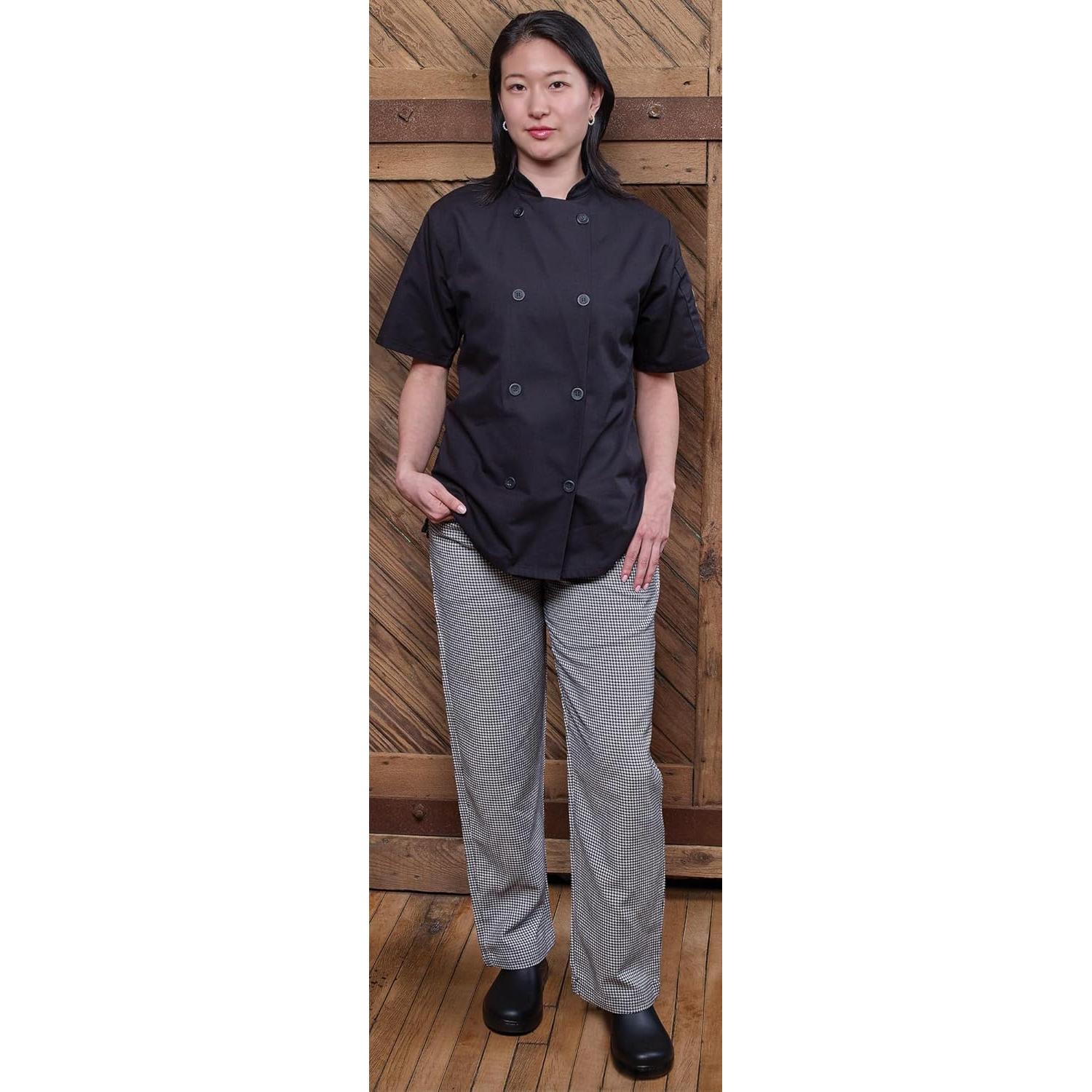 Chaqueta de Cocina Mujer Mercer M60023BKL Manga Corta Negra Grande