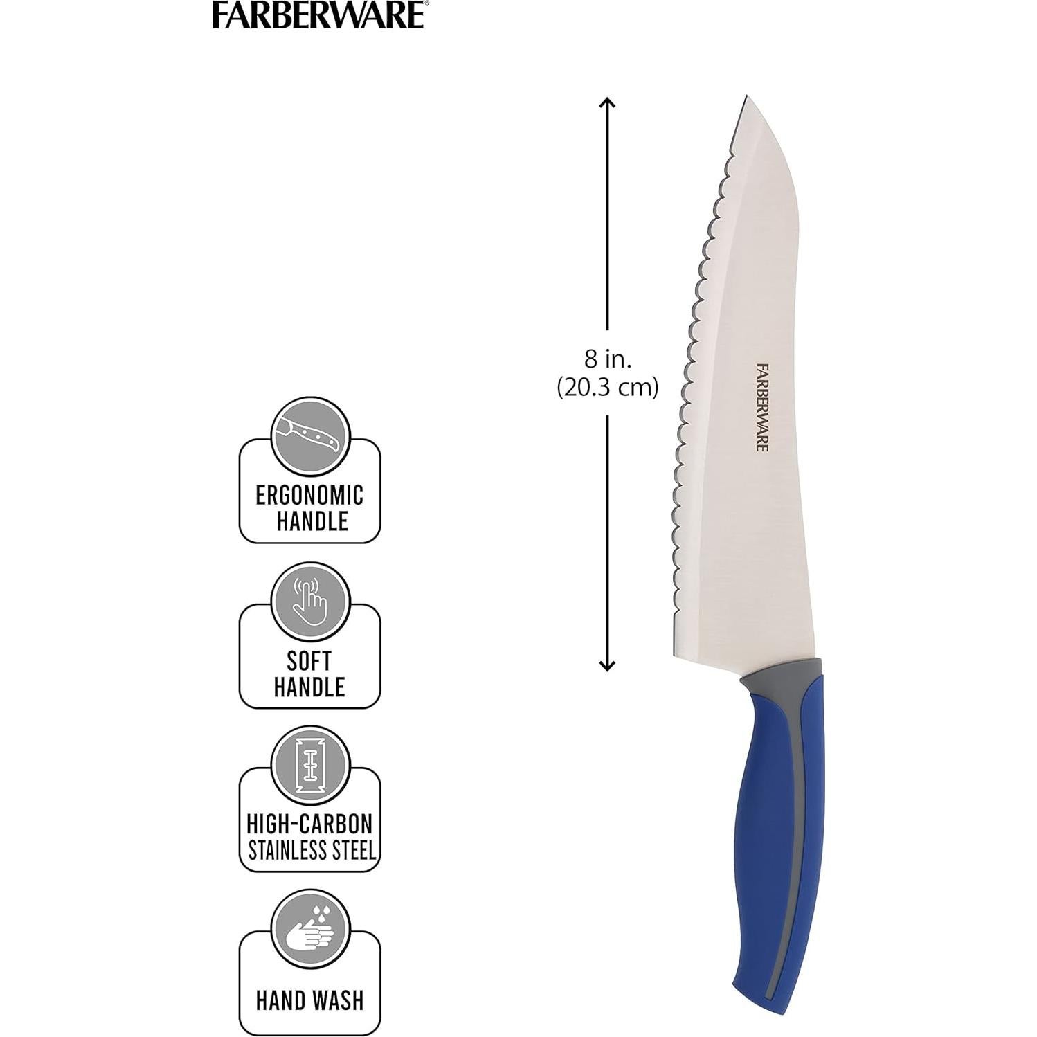 Cuchillo de Chef Serrado Farberware 20.32 cm Marino