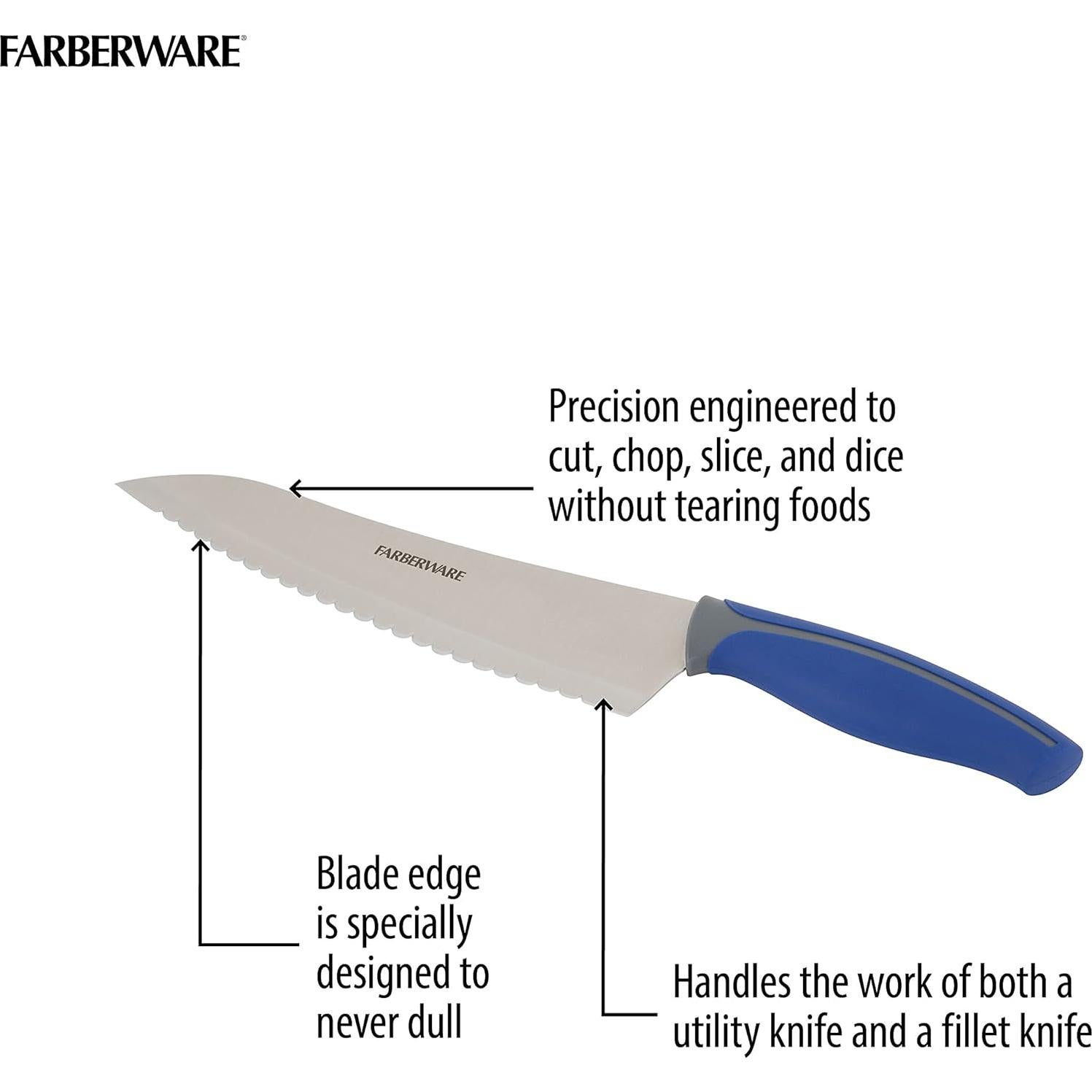 Cuchillo de Chef Serrado Farberware 20.32 cm Marino