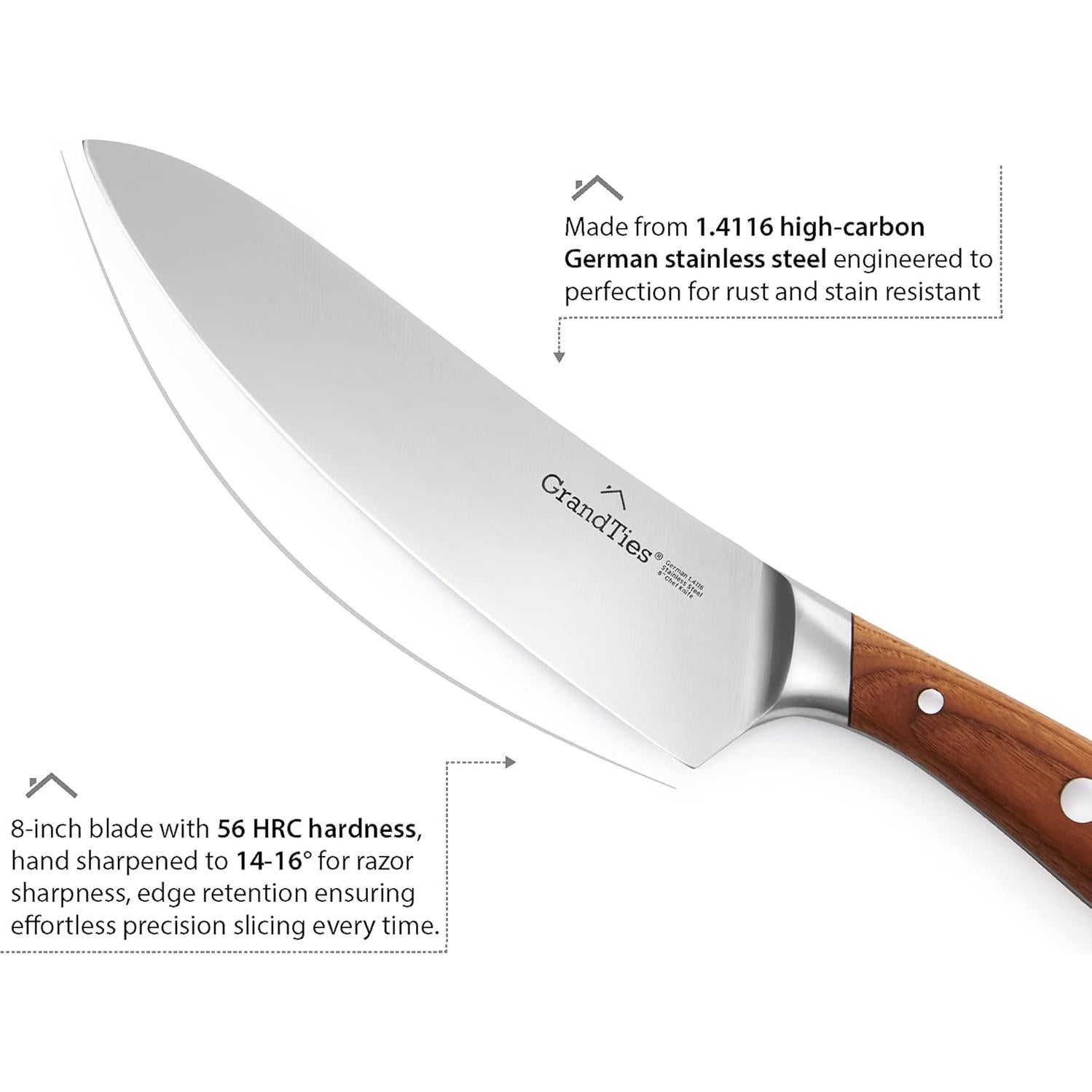 Cuchillo de Chef 20 cm GrandTies - Acero Inoxidable Alemán