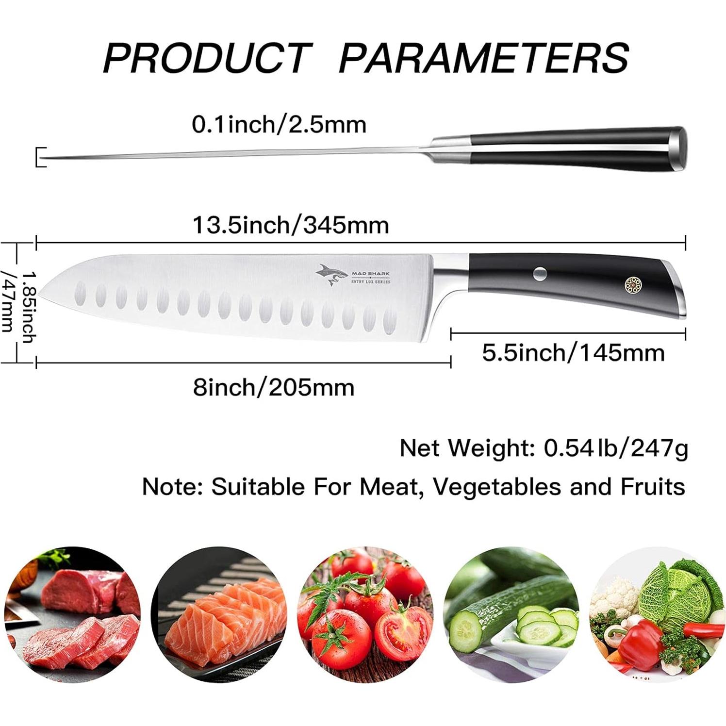 Cuchillo Santoku MAD SHARK 20.32 cm Acero Inoxidable Afilado