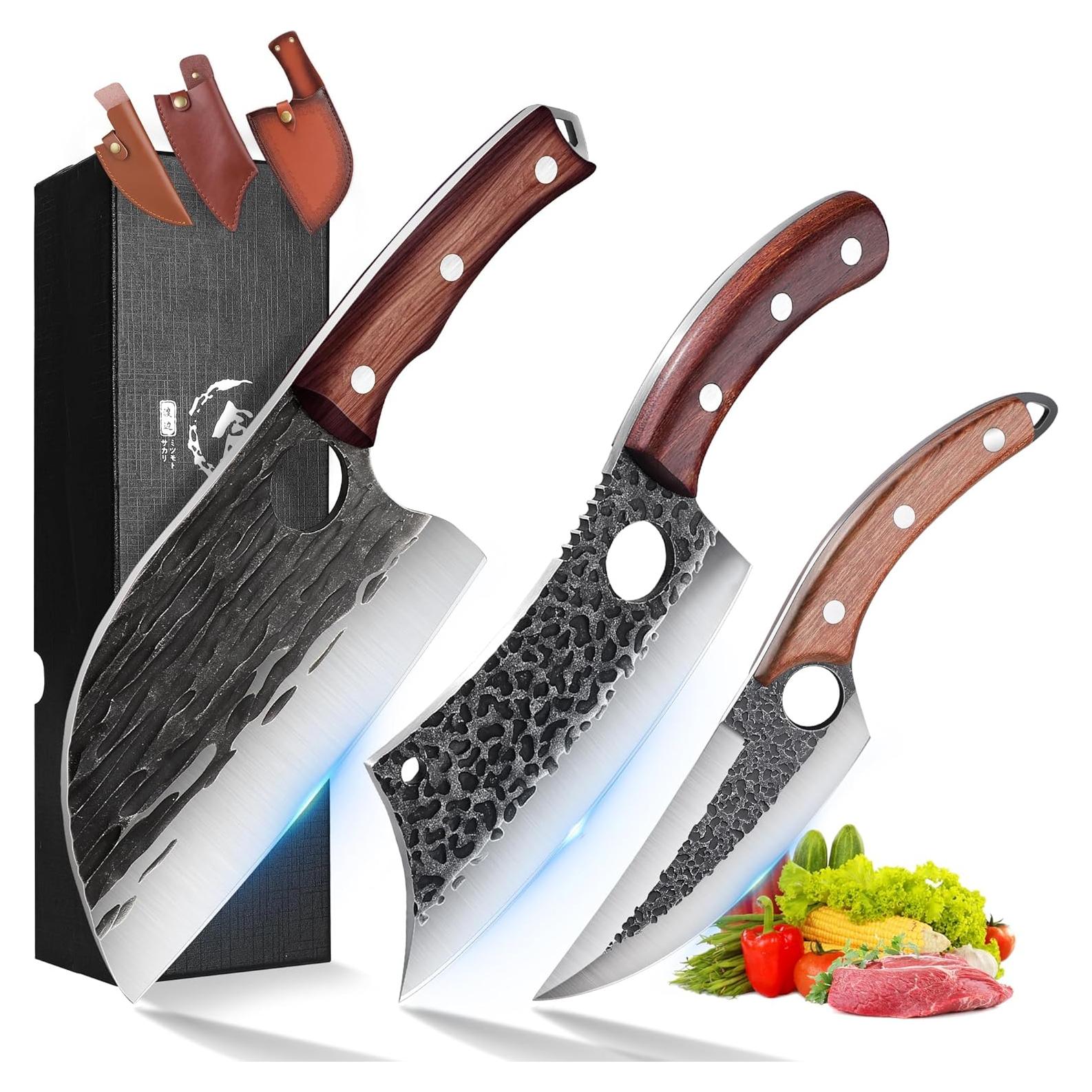 Set de Cuchillos de Cocina ROCOCO 3PCS - Chef, Cleaver, Viking