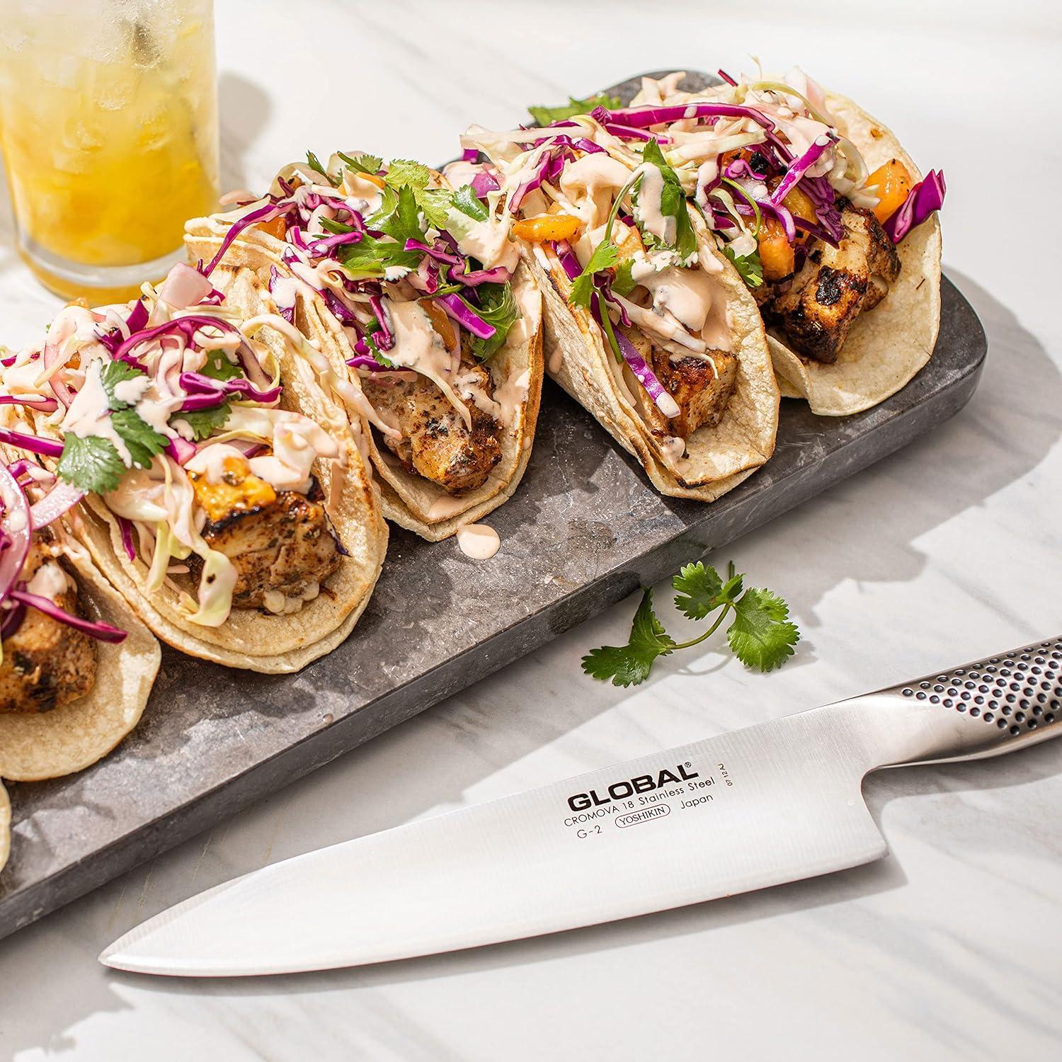 Juego de cuchillos Global 8 piezas con bloque de nogal oscuro