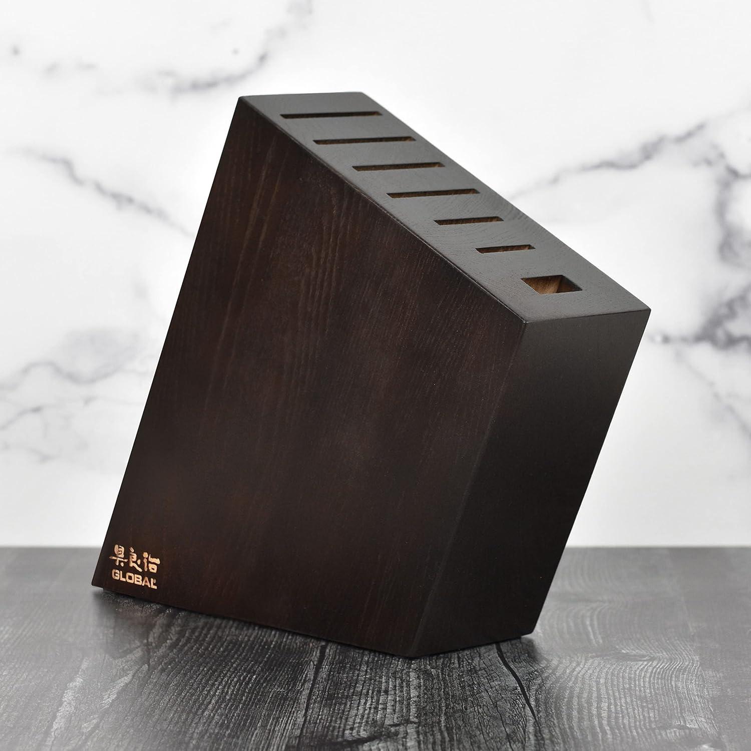 Juego de cuchillos Global 8 piezas con bloque de nogal oscuro