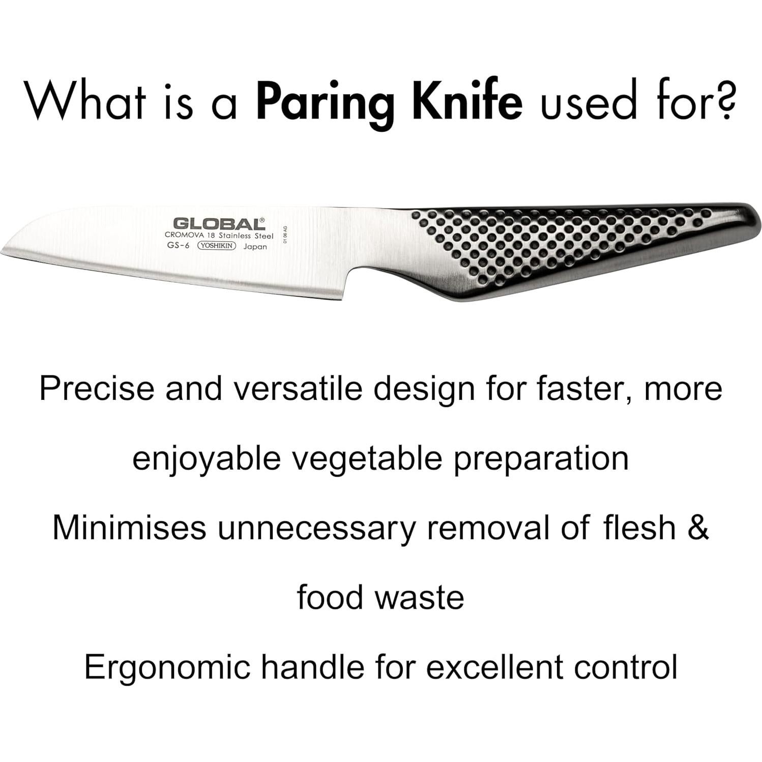 Cuchillo Santoku de Pelar Global GS-6 - Acero Inoxidable 10.16 cm