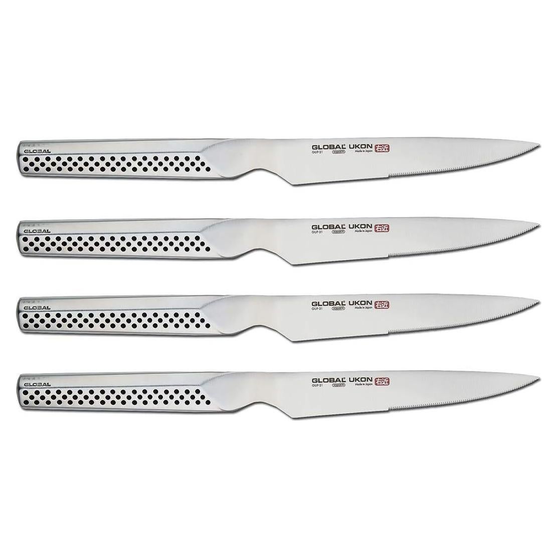 Conjunto de cuchillos de carne Global Ukon 4 piezas - Acero inoxidable