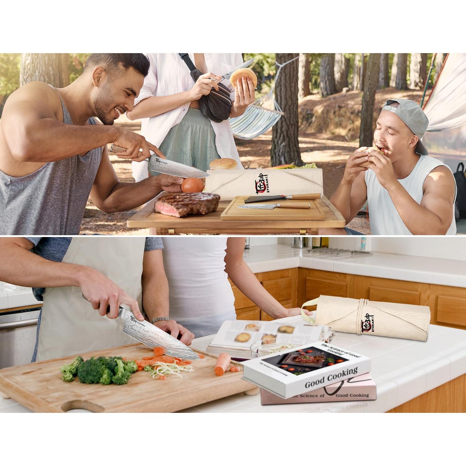 Juego de cuchillos de cocina SYOKAMI 14 piezas con bolsa enrollable