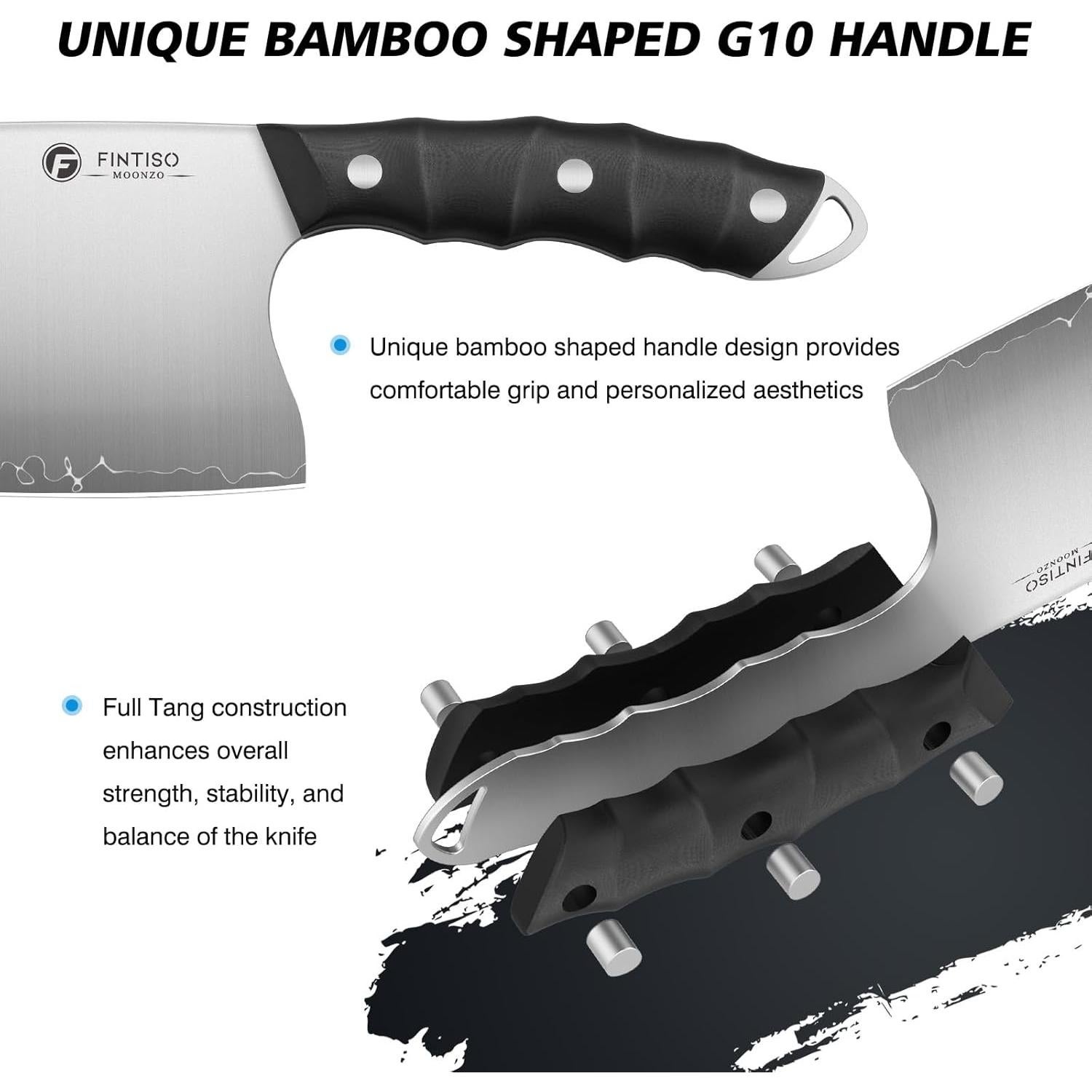 Cuchillo de Hacha de Carne FINTISO 6.5" Acero Inoxidable G10