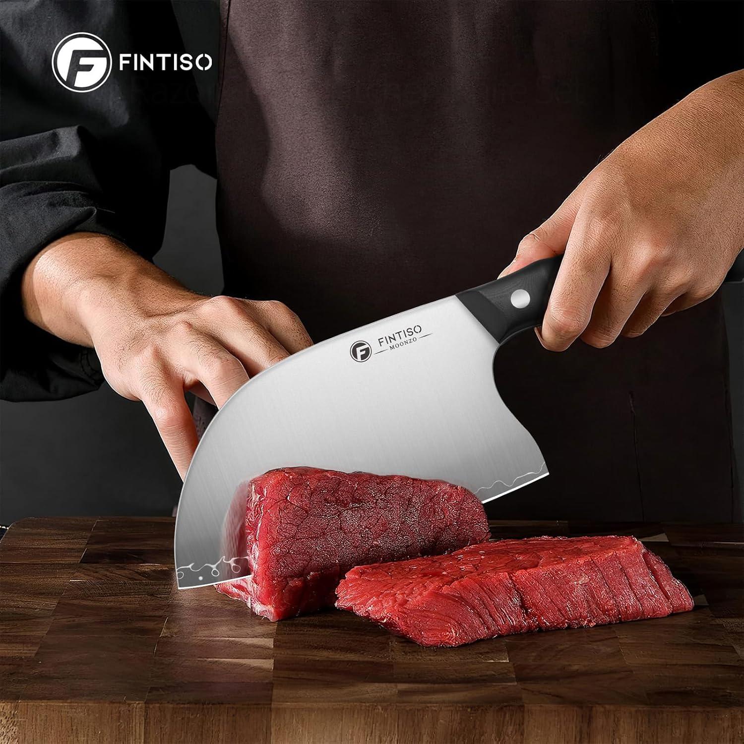 Cuchillo de Hacha de Carne FINTISO 6.5" Acero Inoxidable G10