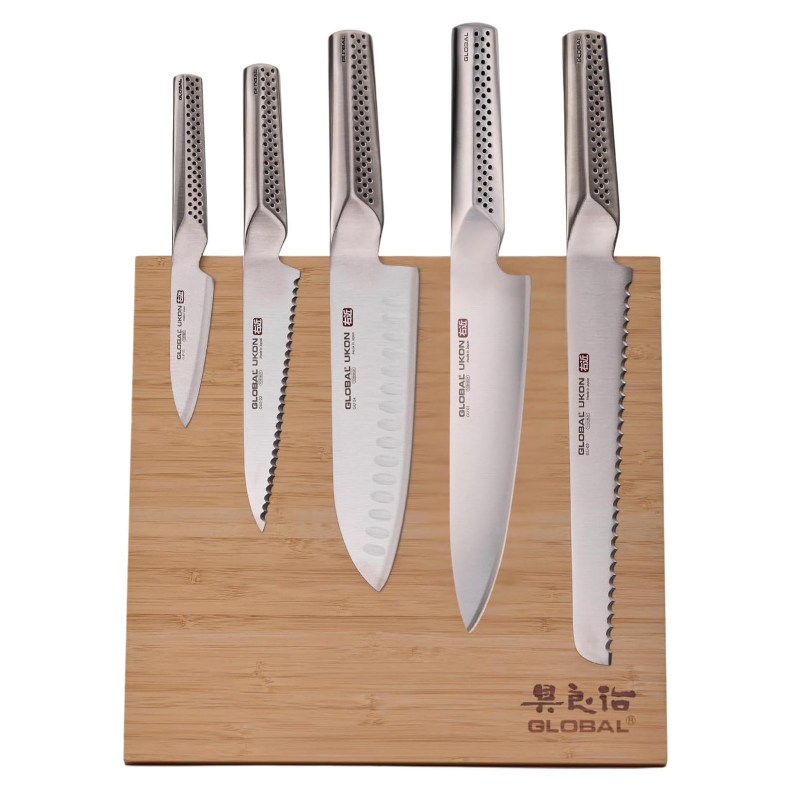 Conjunto de Cuchillos Global Ukon 6 Piezas con Caballete Magnético