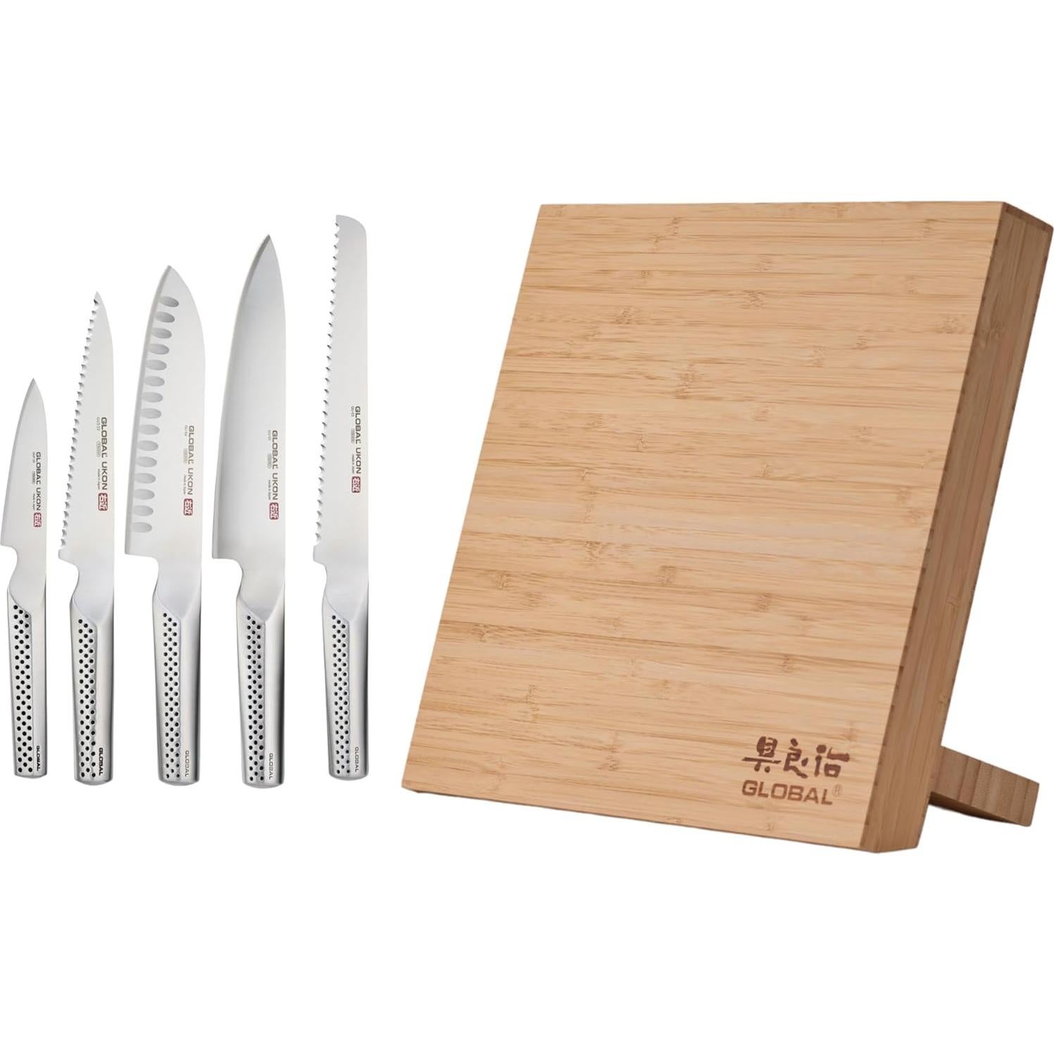 Conjunto de Cuchillos Global Ukon 6 Piezas con Caballete Magnético