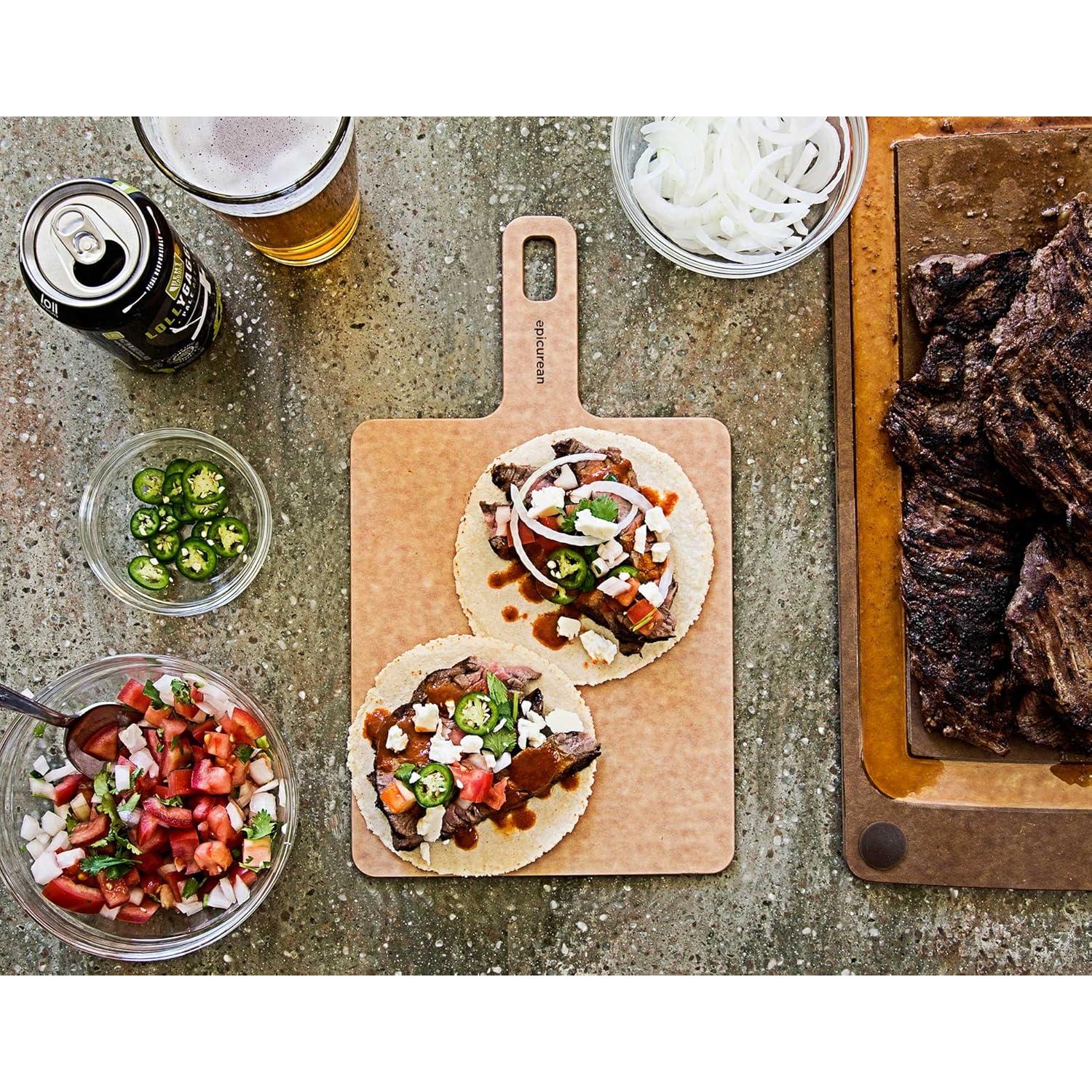 Tabla de Cortar Epicurean Handy 23x19 cm Natural con Mango