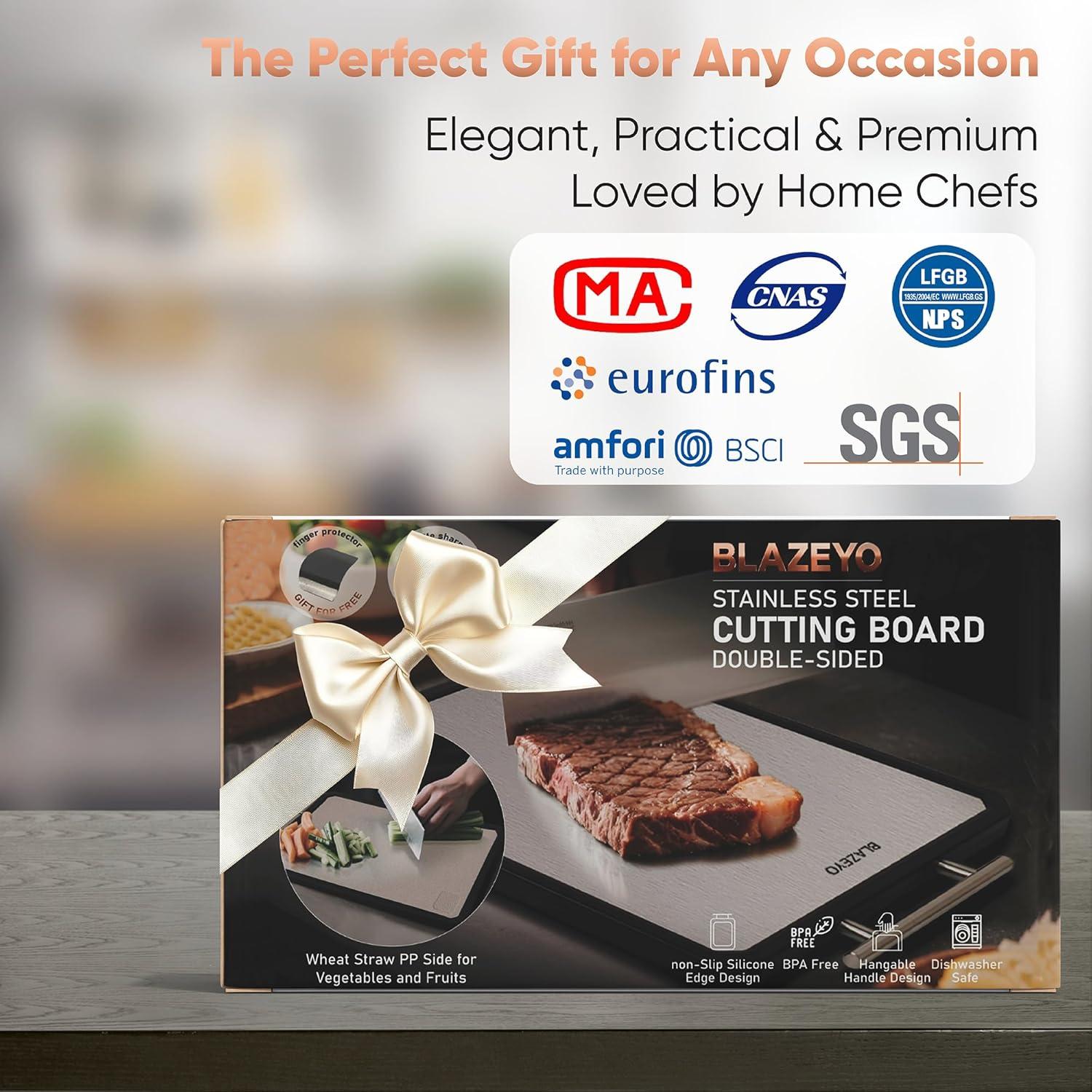 Tabla de Cortar Doble Lado BLAZEYO 40.64x27.94 cm Acero Inoxidable