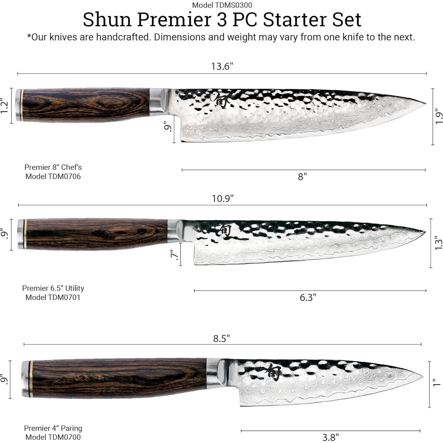 Conjunto de cuchillos Shun Premier 3 piezas - Acero VG-MAX