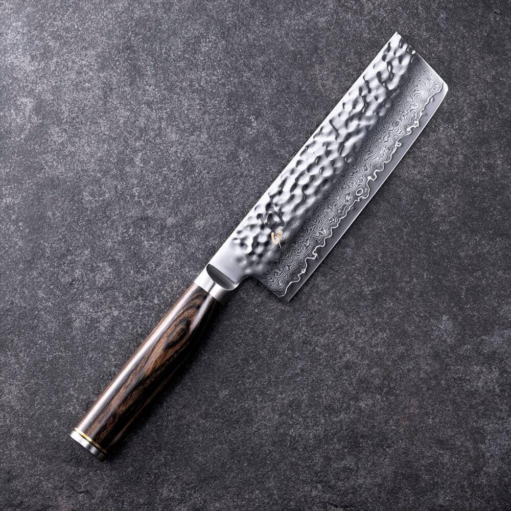 Cuchillo Nakiri Shun Premier 14 cm Acero Damasco Pakkawood