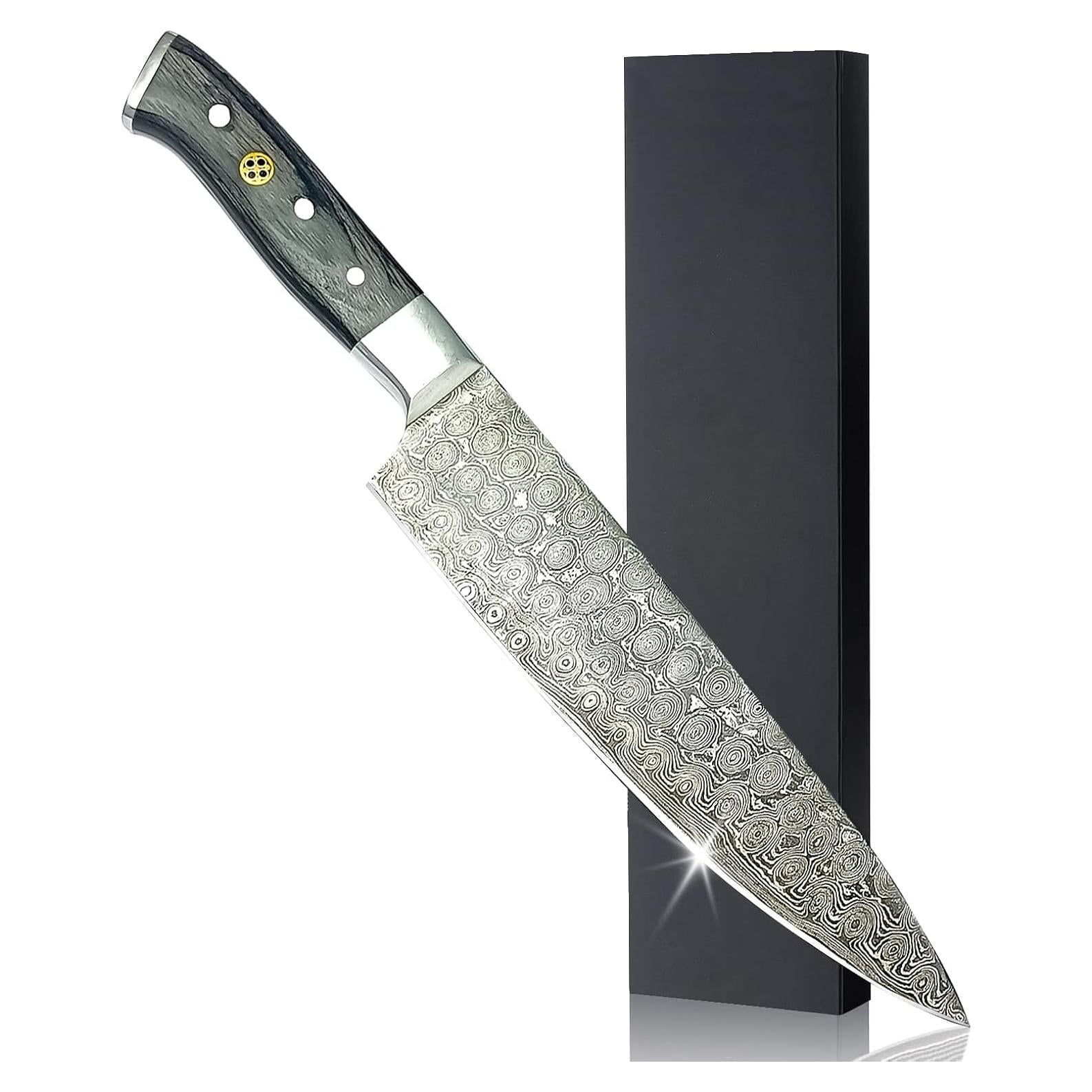 Cuchillo de Chef 20.32 cm Damasco Genérico con Mango Pakka