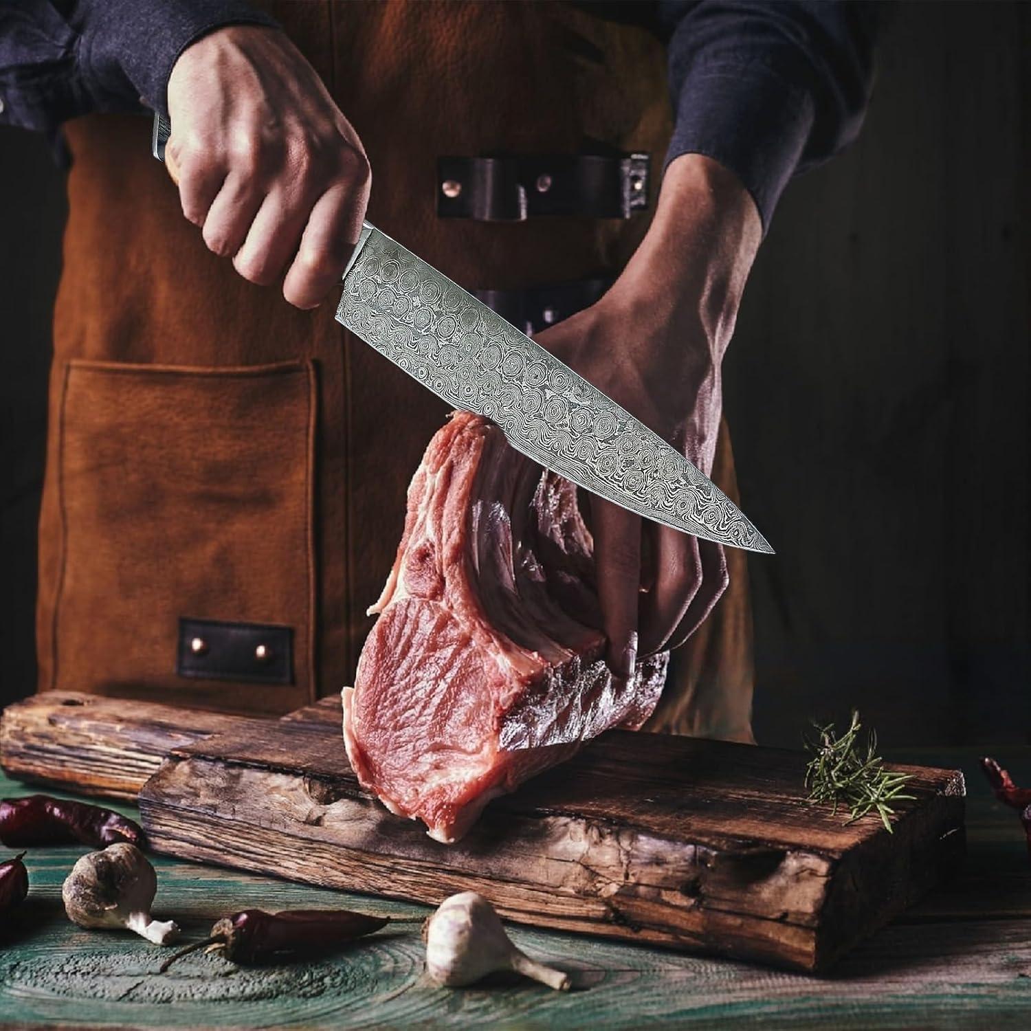 Cuchillo de Chef 20.32 cm Damasco Genérico con Mango Pakka