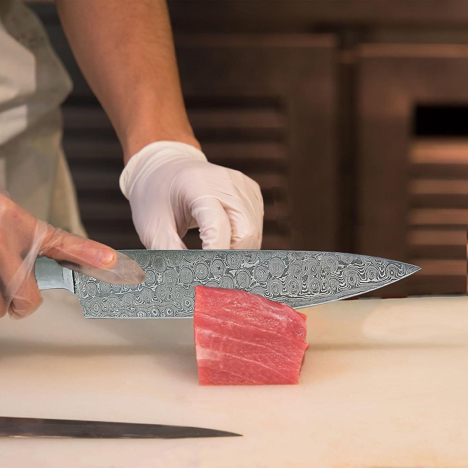 Cuchillo de Chef 20.32 cm Damasco Genérico con Mango Pakka