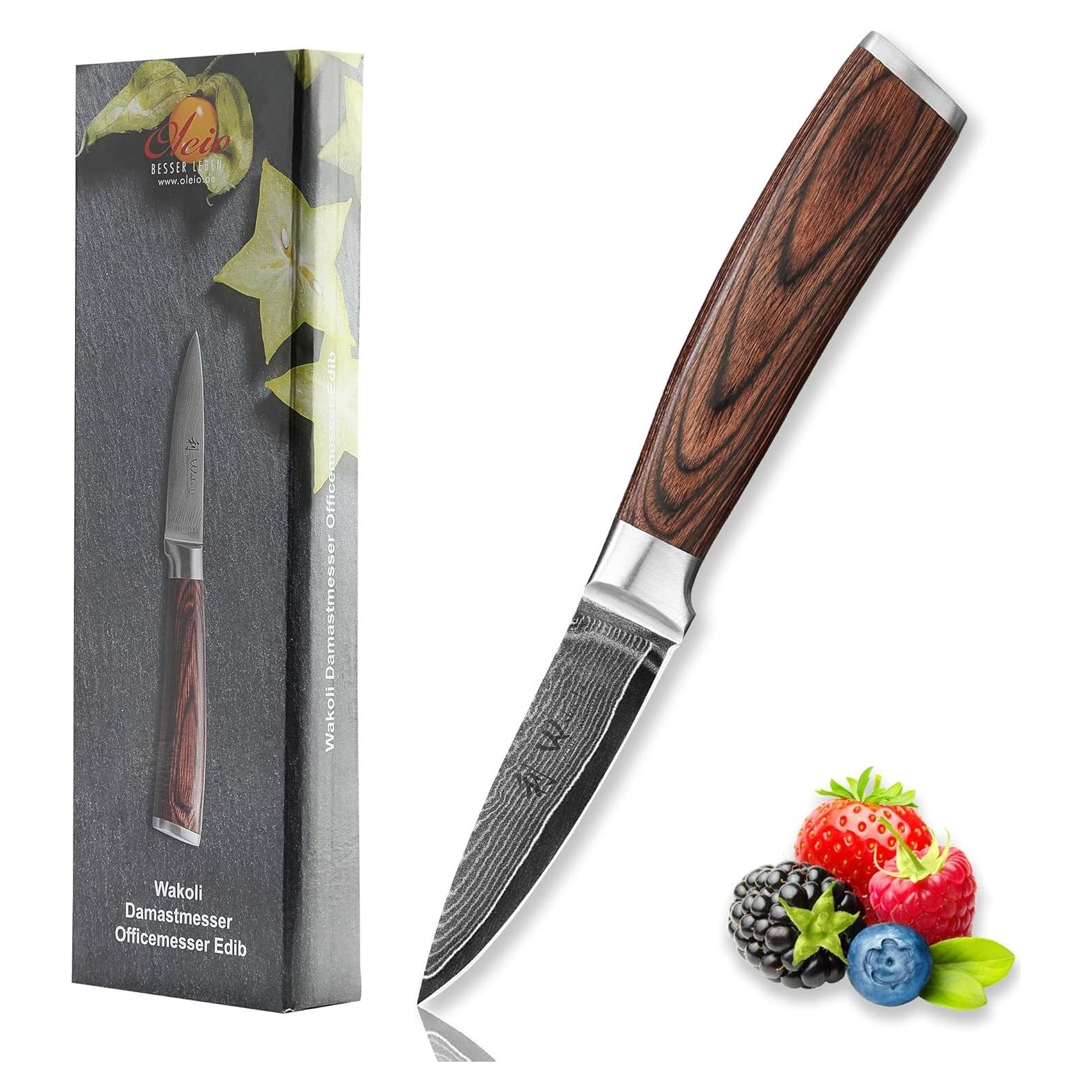 Cuchillo de Oficina Wakoli EDIB 3.2" Damasco VG10 Pakkawood