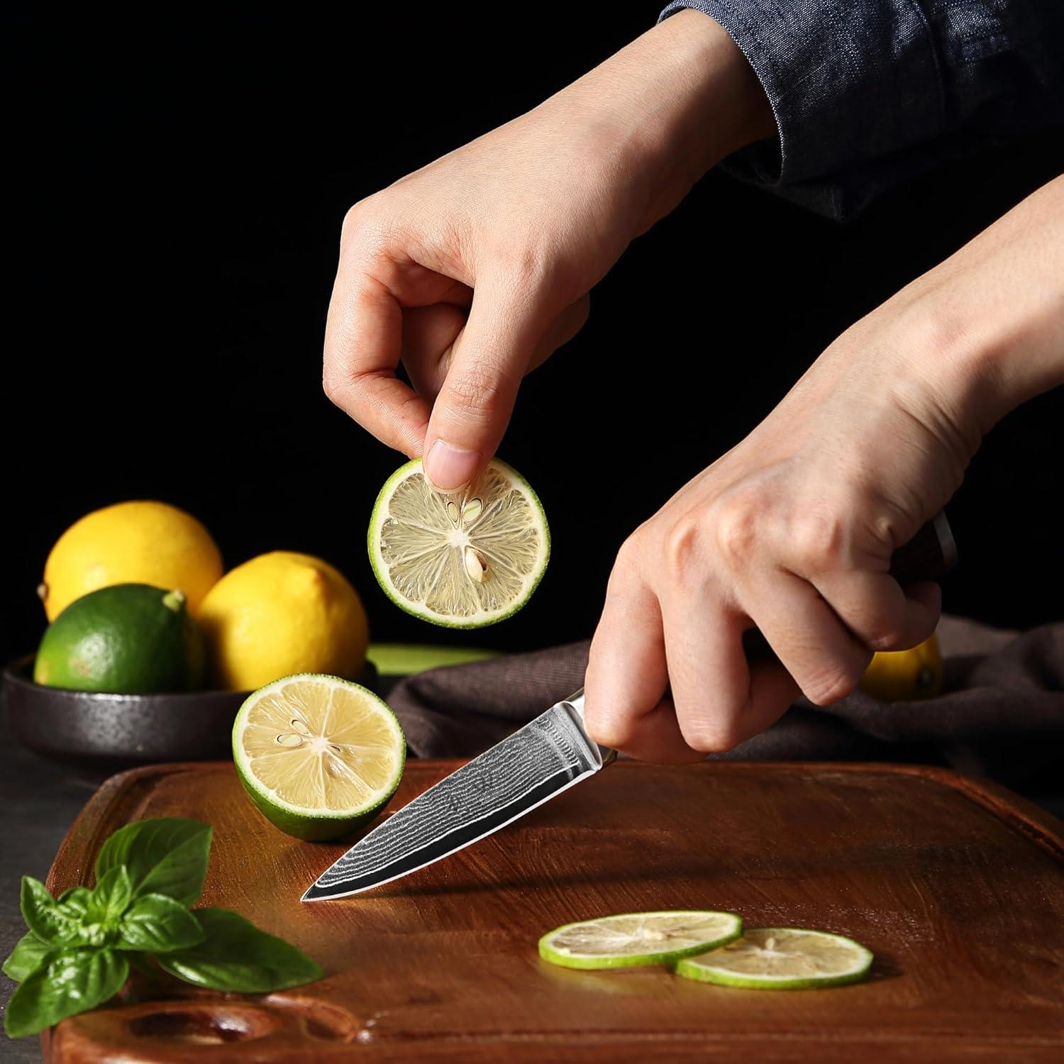 Cuchillo de Oficina Wakoli EDIB 3.2" Damasco VG10 Pakkawood