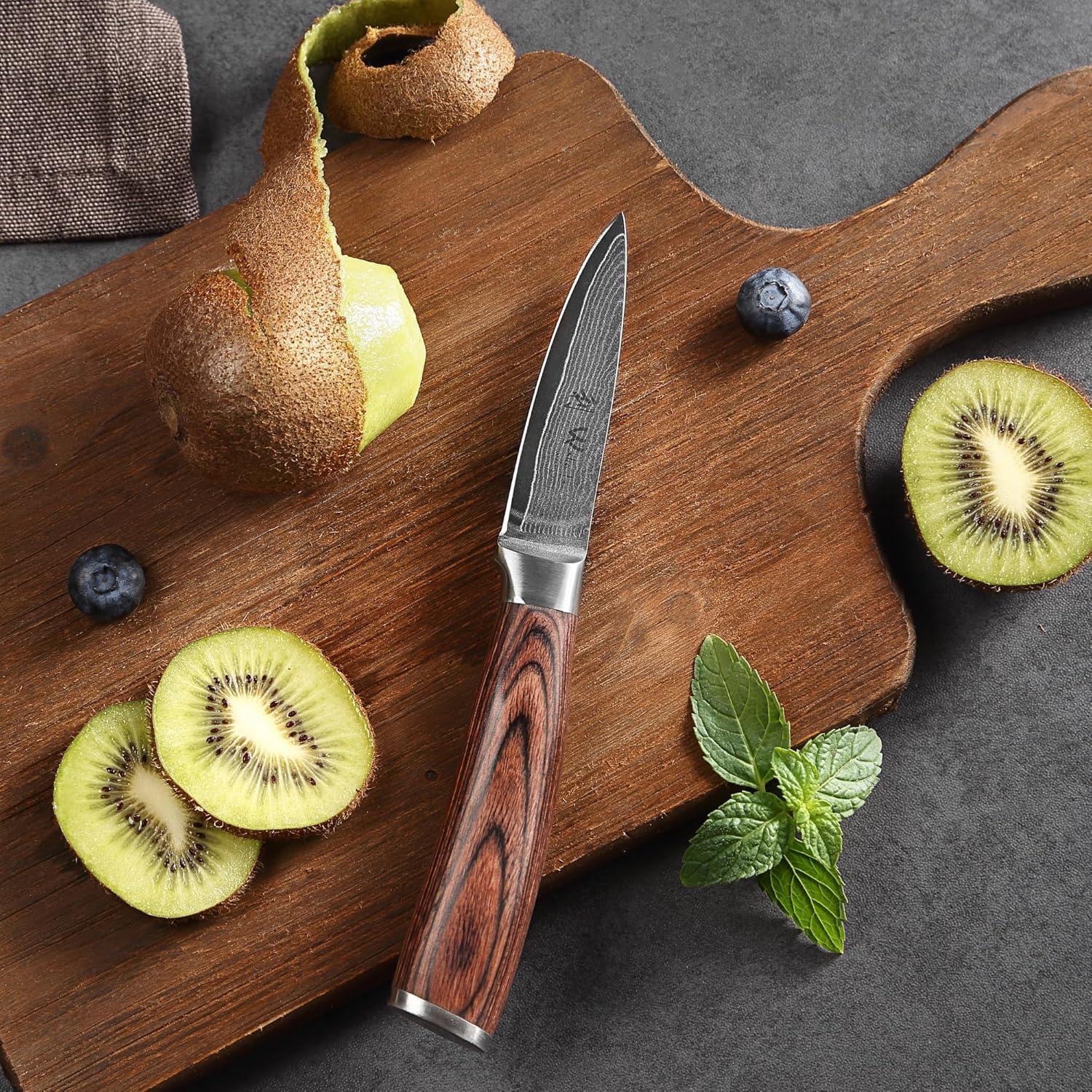 Cuchillo de Oficina Wakoli EDIB 3.2" Damasco VG10 Pakkawood