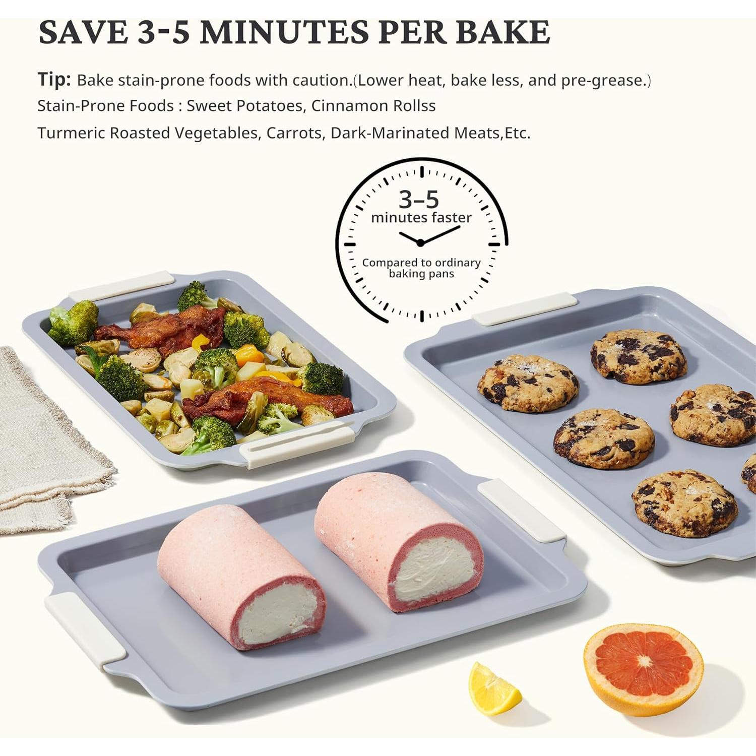 Juego de Bandejas para Hornear BRONYPRO 3 Piezas Cerámica Antiadherente