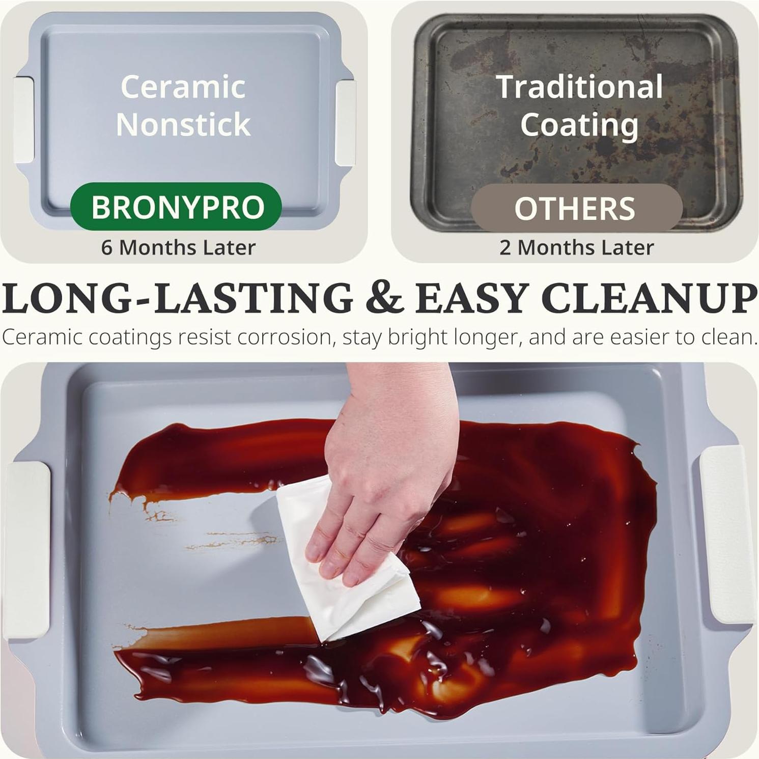 Juego de Bandejas para Hornear BRONYPRO 3 Piezas Cerámica Antiadherente