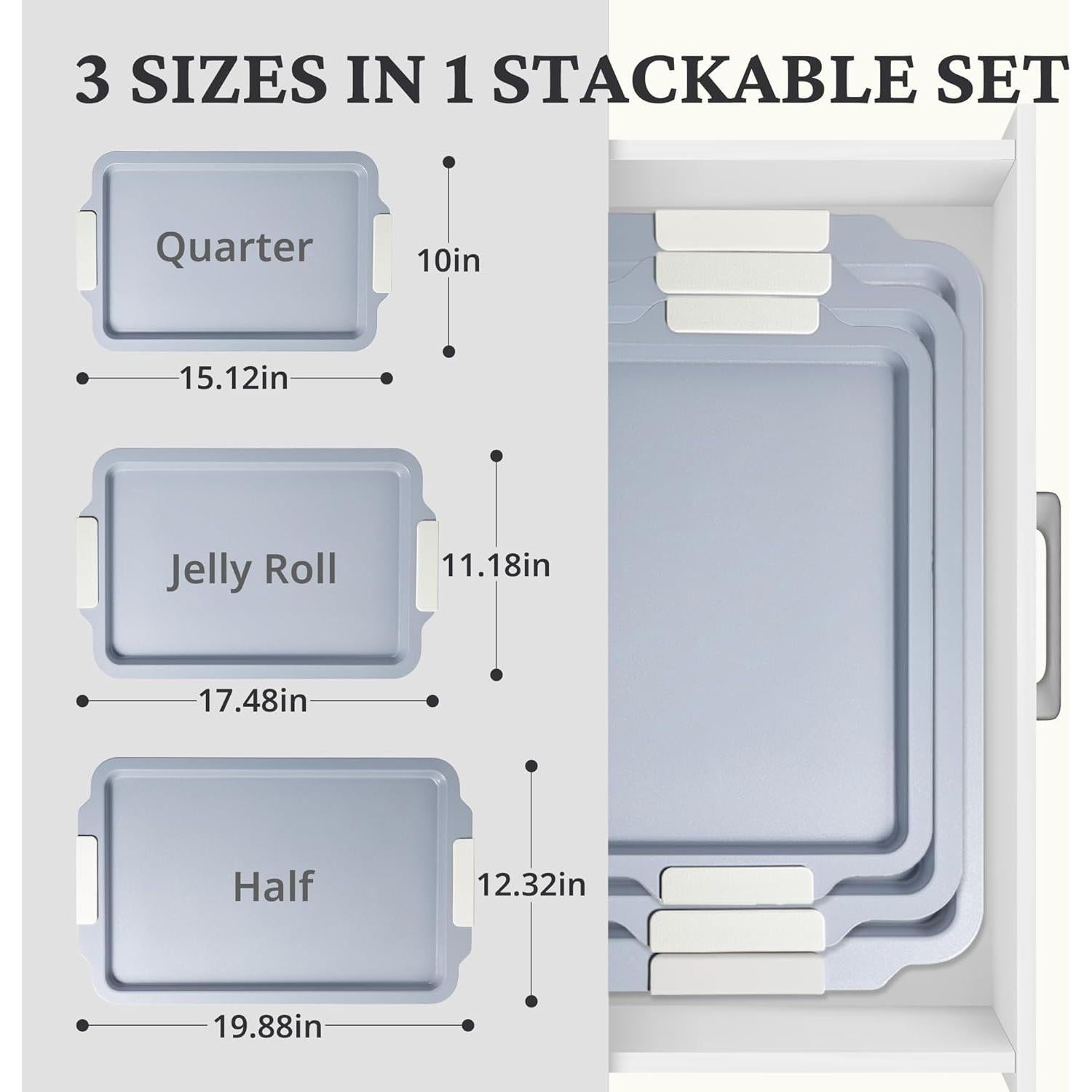 Juego de Bandejas para Hornear BRONYPRO 3 Piezas Cerámica Antiadherente