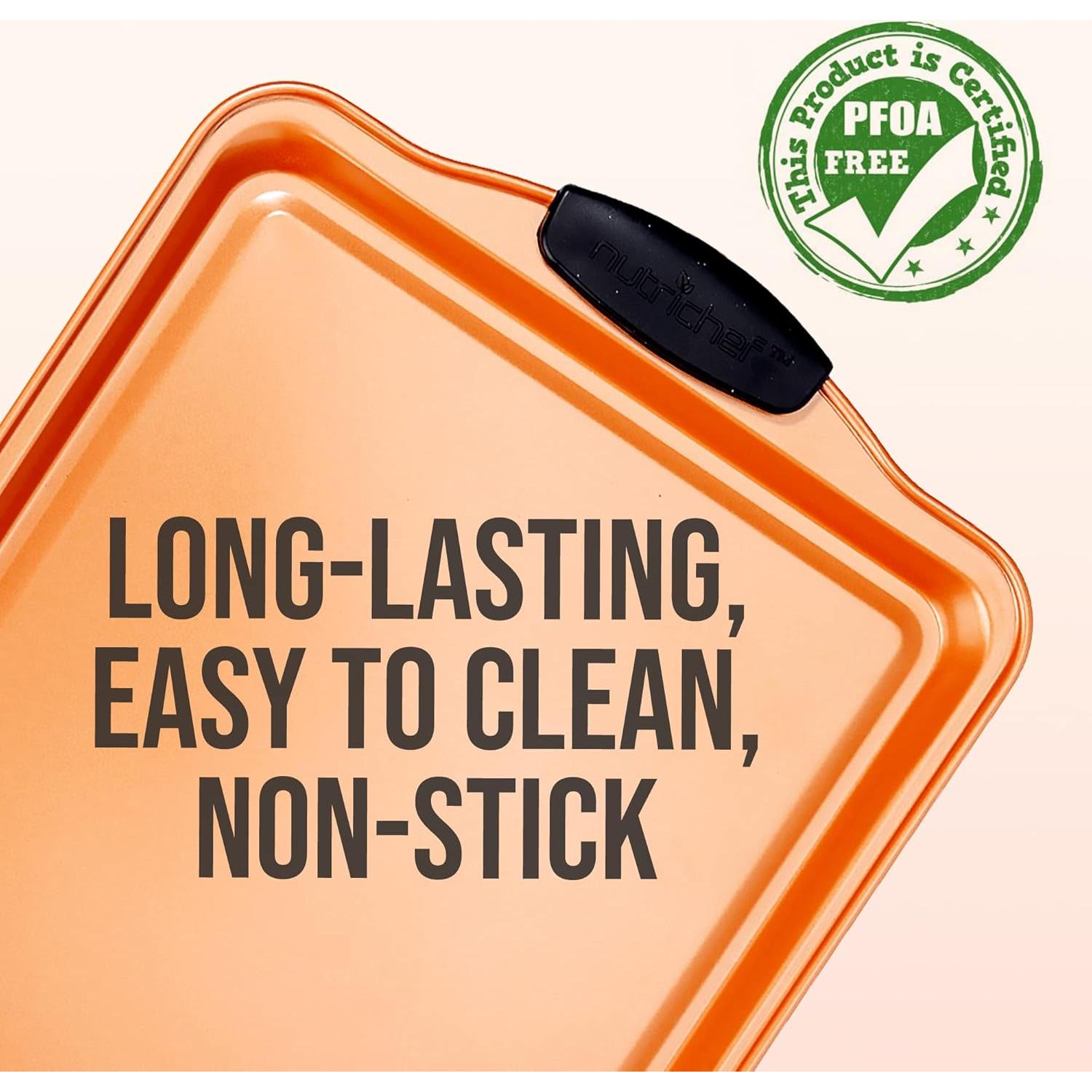 Bandeja para Galletas Antiadherente NutriChef 34x24cm Cobre