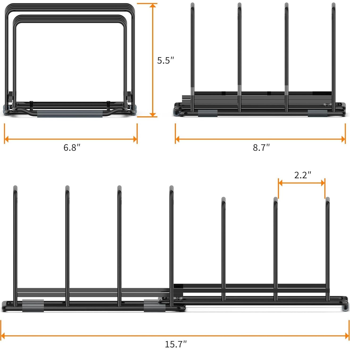 Organizador de Sartenes Ajustable VAEKUCEAN 6 Ranuras Antideslizante
