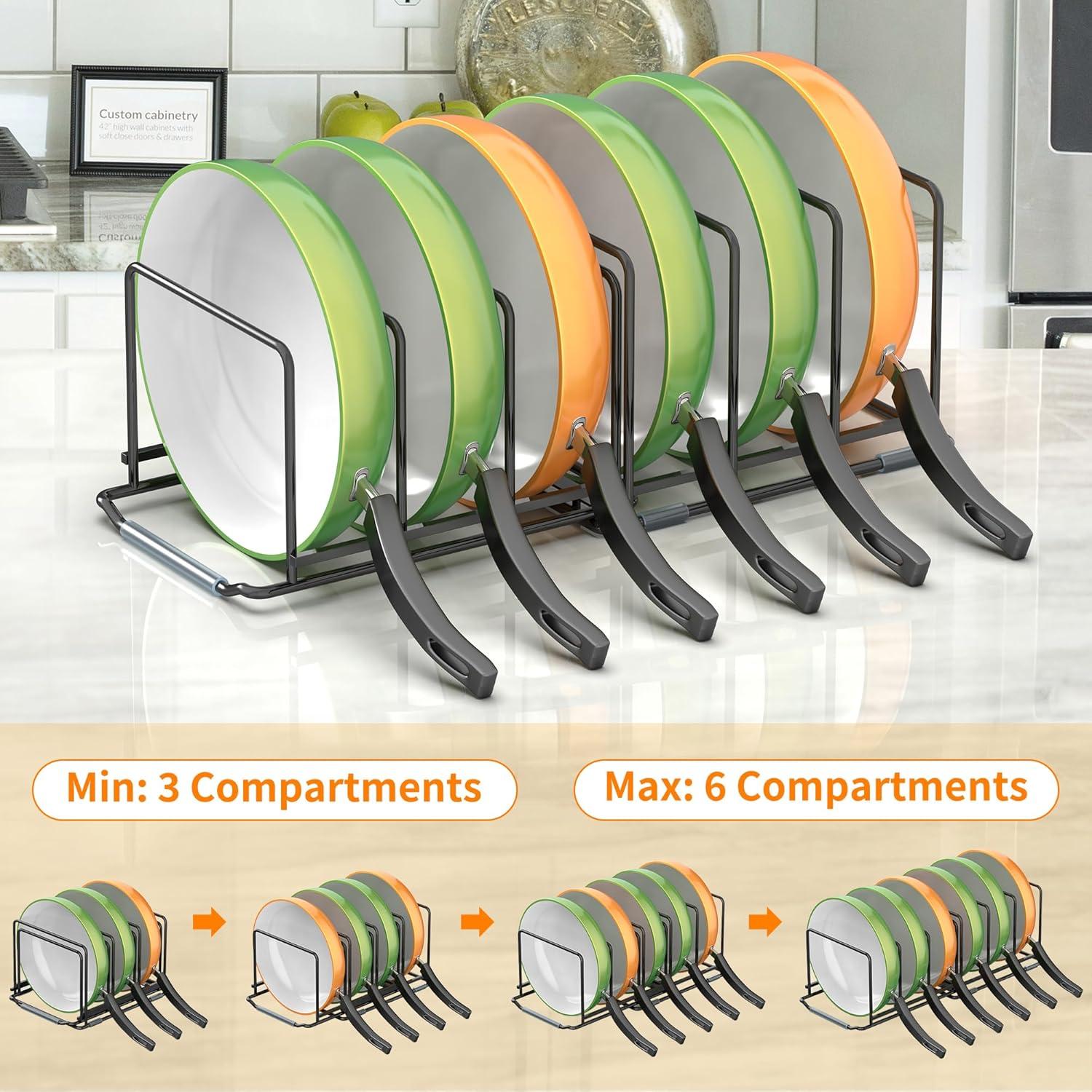 Organizador de Sartenes Ajustable VAEKUCEAN 6 Ranuras Antideslizante