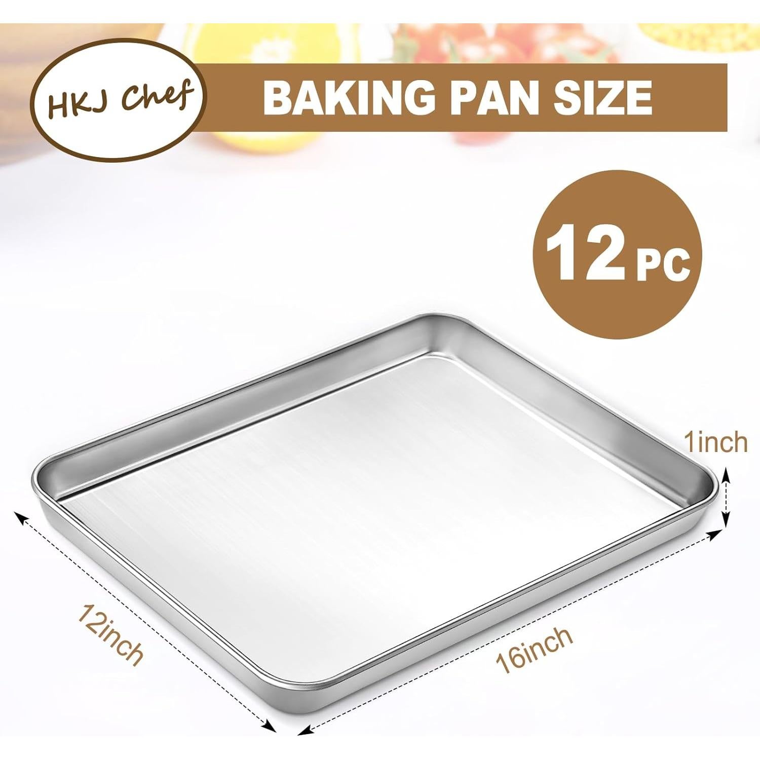 Juego de bandejas para hornear 12 piezas HKJ Chef 40.6x30.5 cm