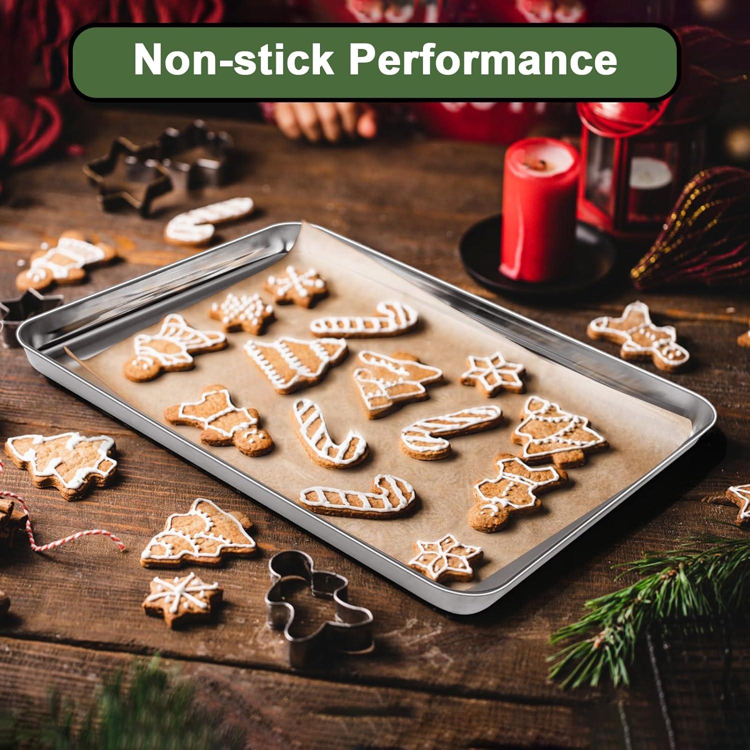 Juego de 10 bandejas para hornear EWFEN acero inoxidable 40.6x30.5 cm