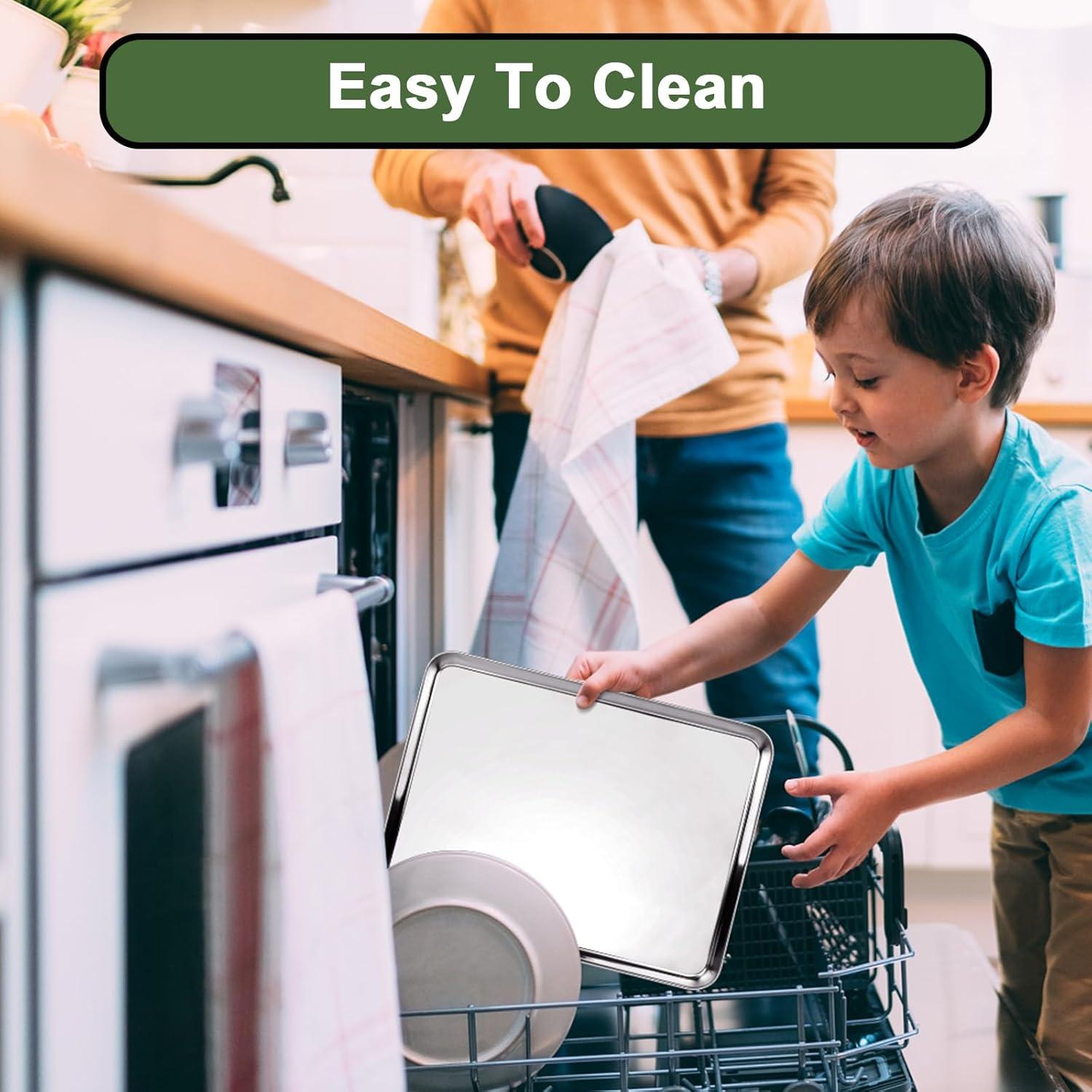 Juego de 10 bandejas para hornear EWFEN acero inoxidable 40.6x30.5 cm