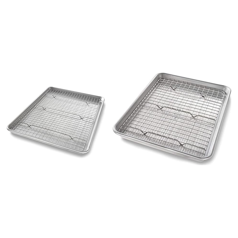 Juego de bandejas para hornear USA Pan 1/4 y 1/2 hoja con rejilla