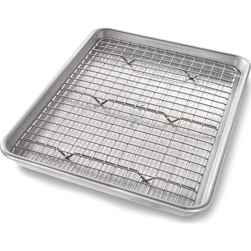 Juego de bandejas para hornear USA Pan 1/4 y 1/2 hoja con rejilla