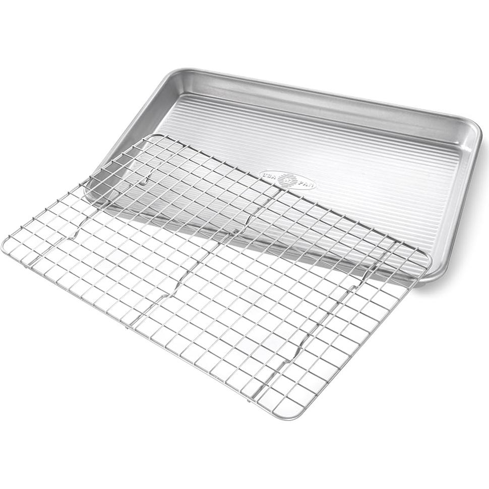 Juego de bandejas para hornear USA Pan 1/4 y 1/2 hoja con rejilla