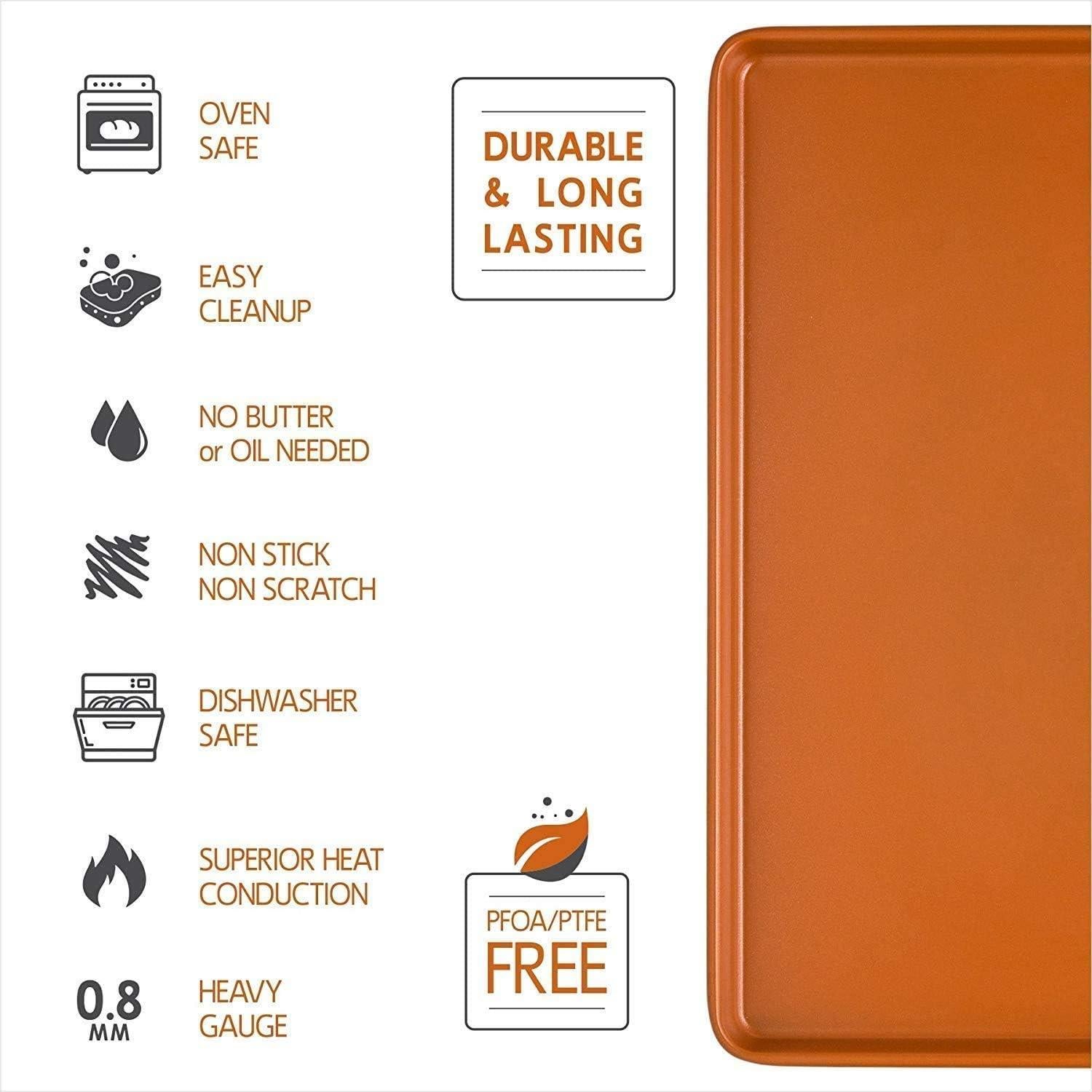 Juego de 2 bandejas para hornear Volar cobre 27.9 x 40.6 cm