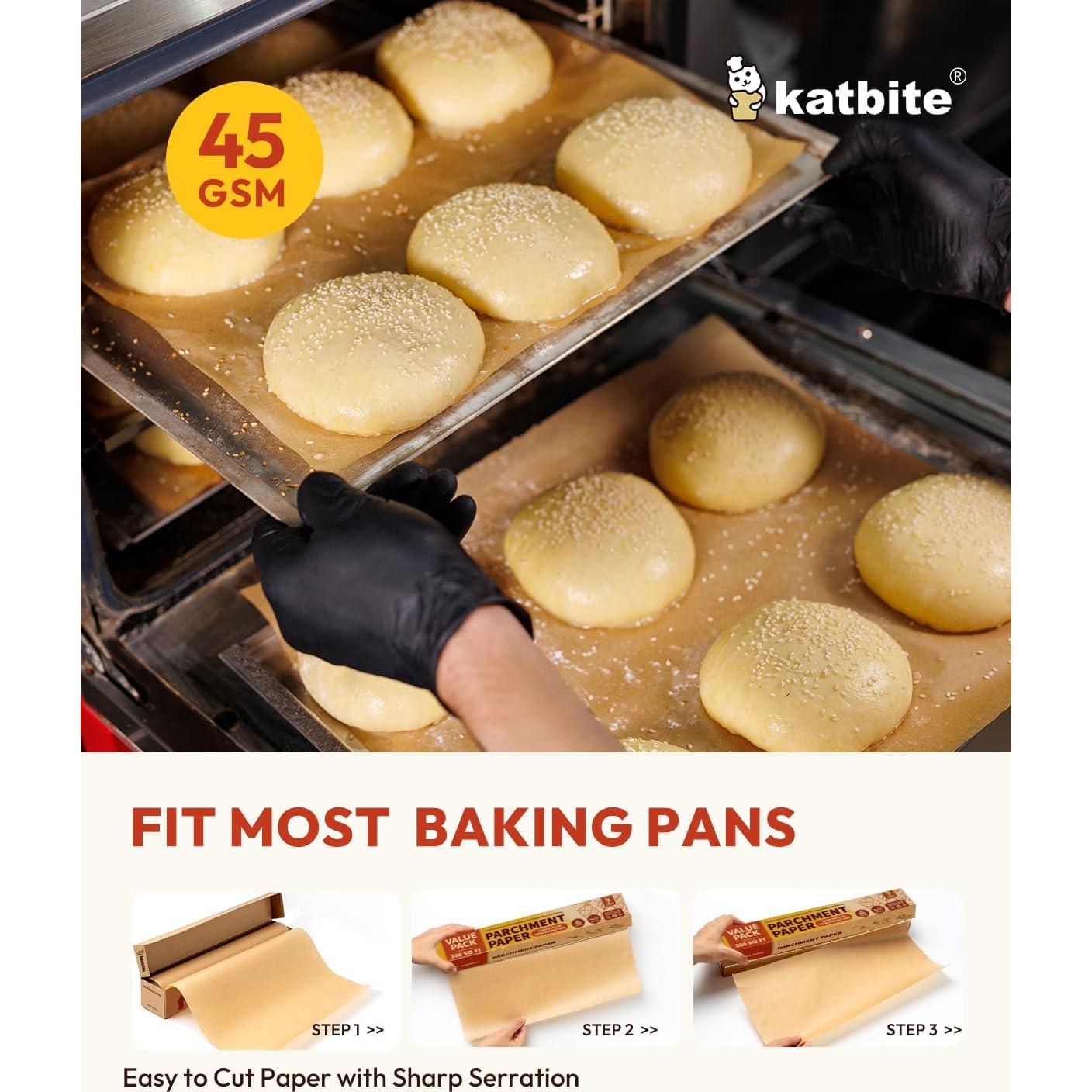 Papel Pergamino Antiadherente Katbite 38cm x 73.7m con Cortador