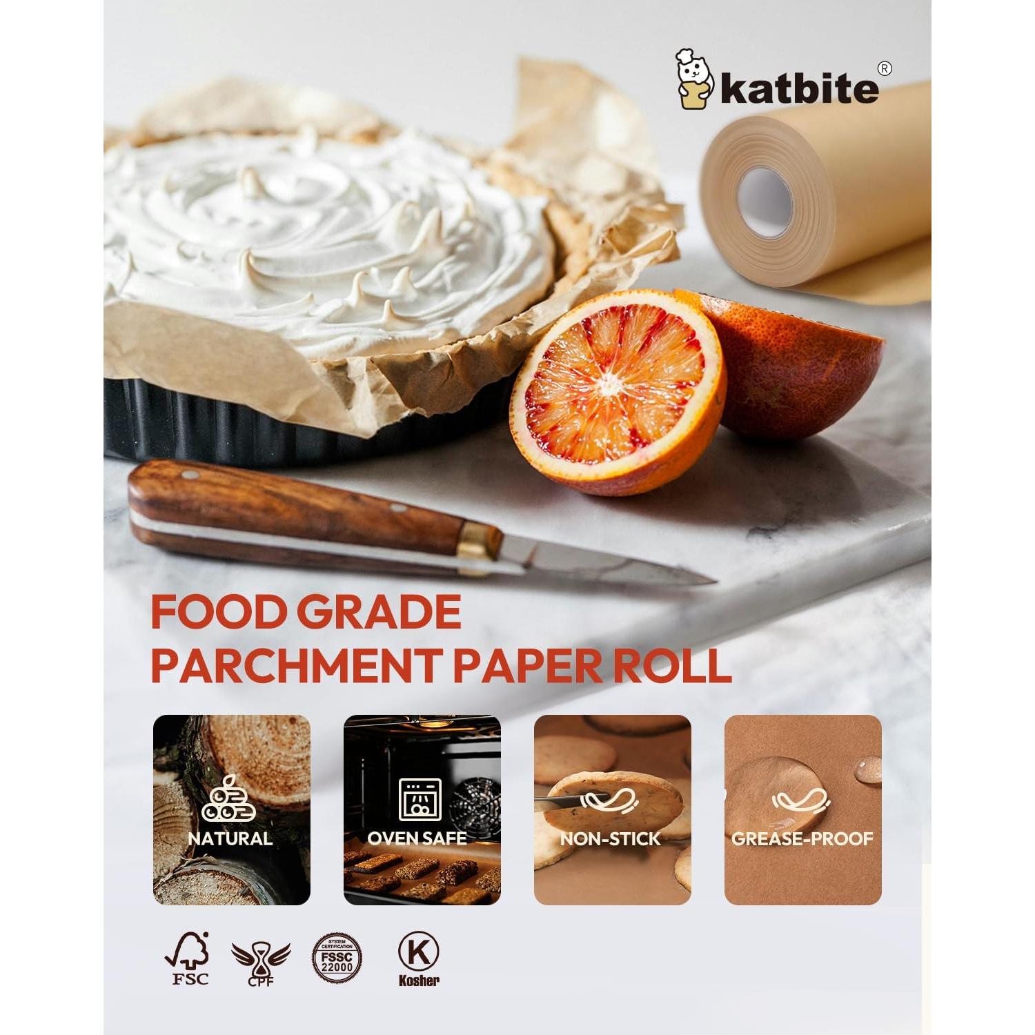 Papel Pergamino Antiadherente Katbite 38cm x 73.7m con Cortador