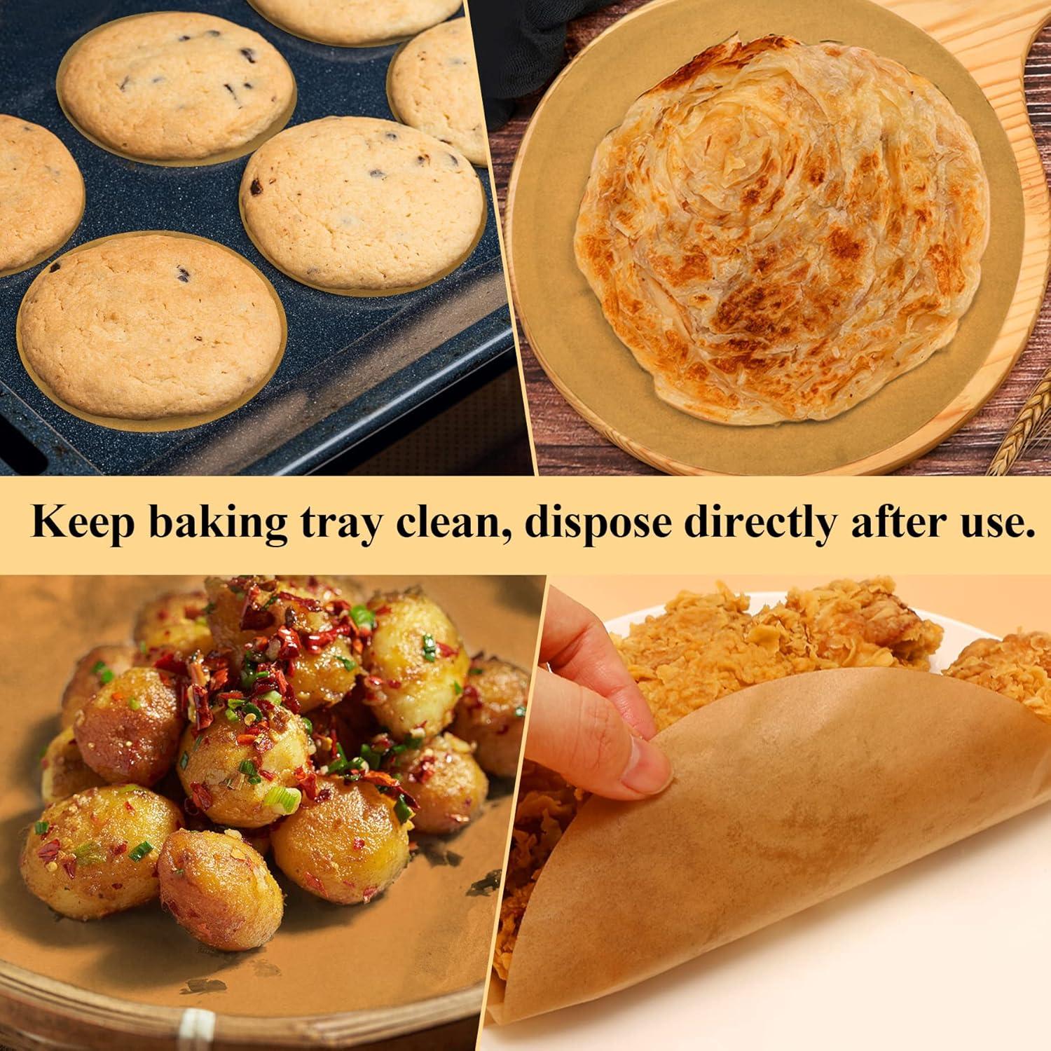 Papel de Parchment Redondo DISSKNIC 9 Pulgadas 100 PCS