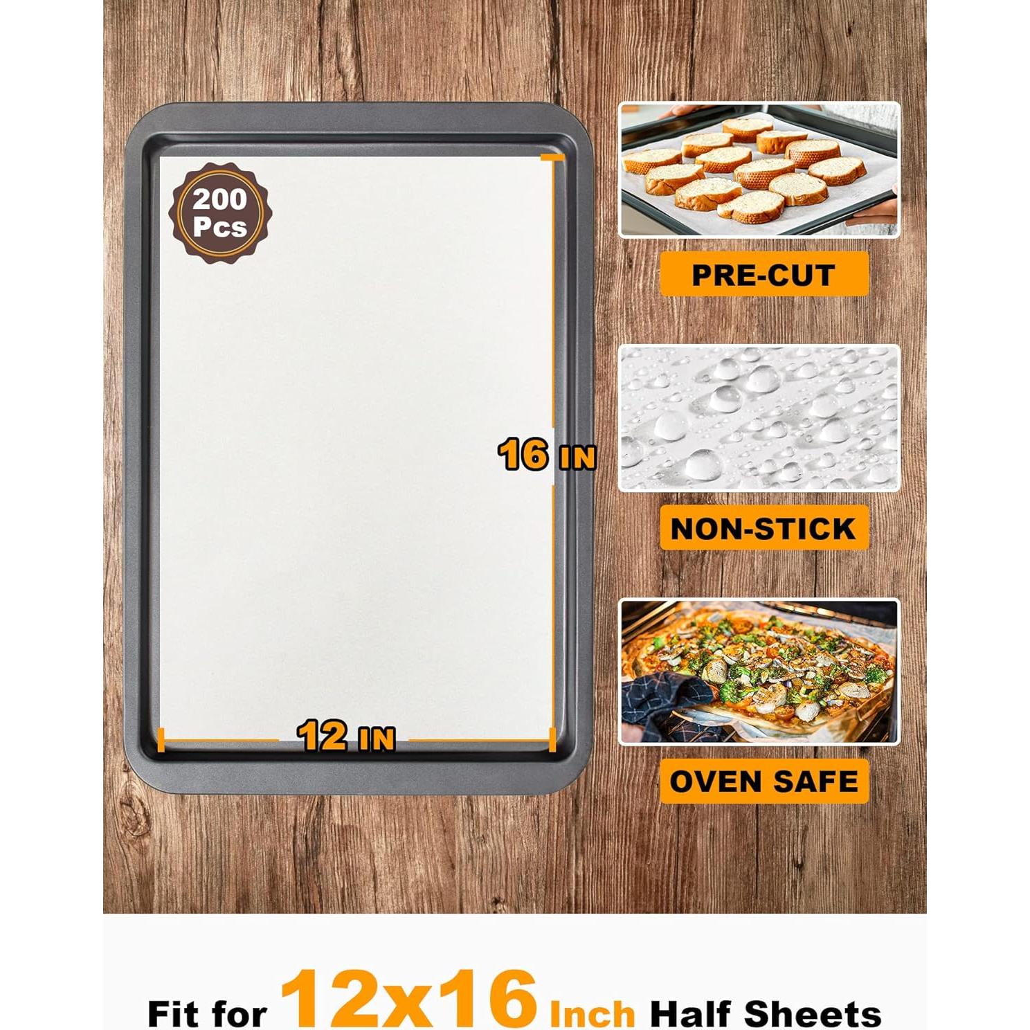 SMARTAKE 200 Hojas de Papel Pergamino 30x40 cm Anti-adherente