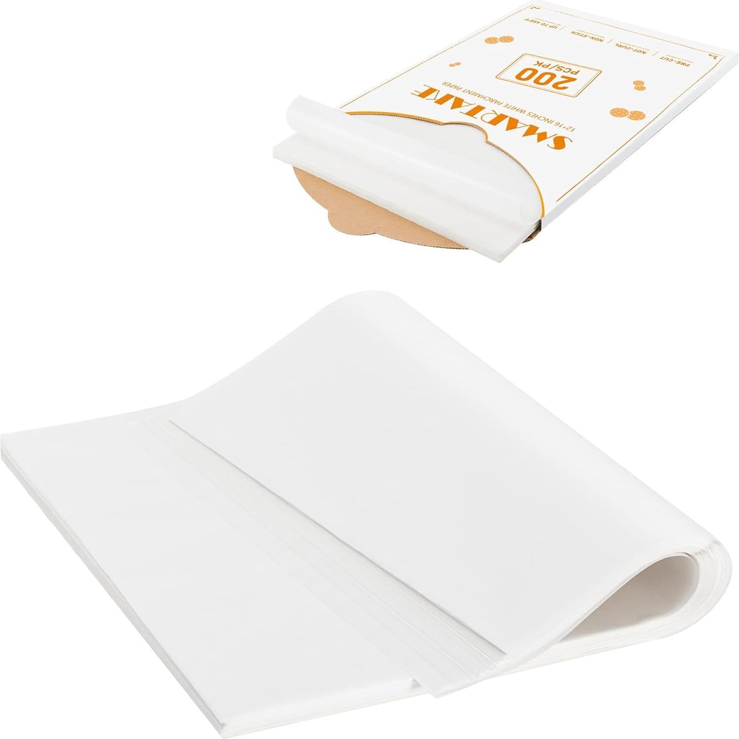 SMARTAKE 200 Hojas de Papel Pergamino 30x40 cm Anti-adherente