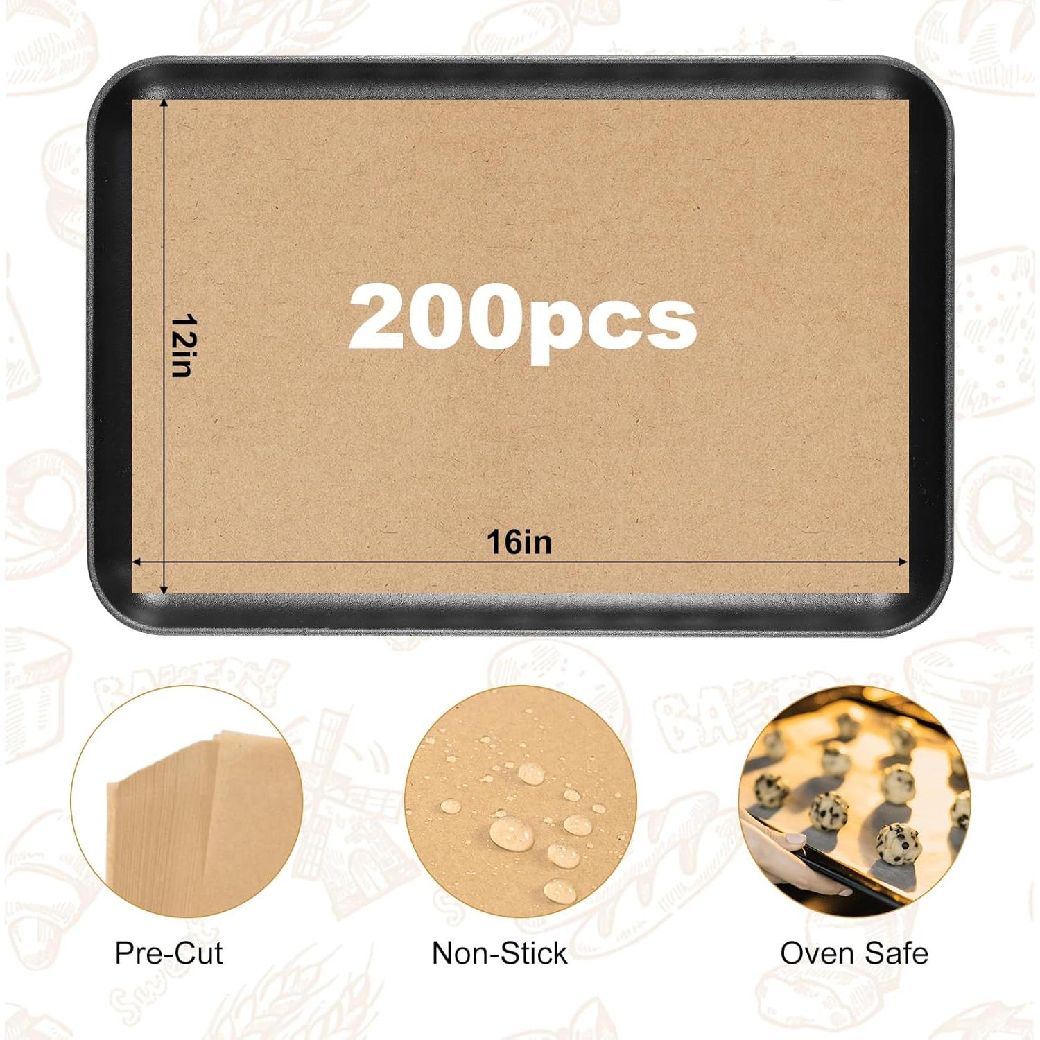 200 Hojas de Papel Pergamino Antiadherente FOXYAEO 30.5x40.6 cm