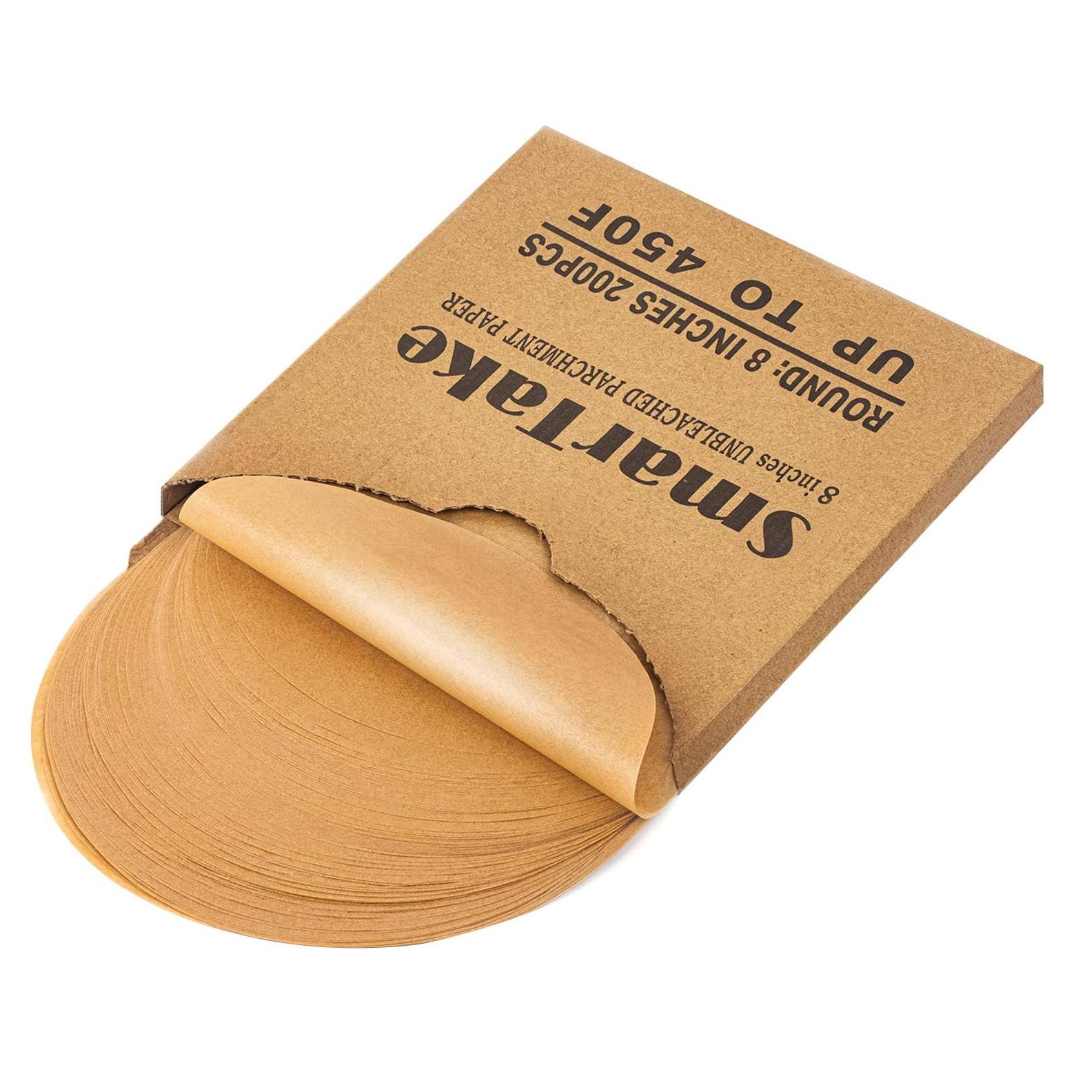 SMARTAKE 200 Hojas Papel Pergamino Antiadherente 20 cm