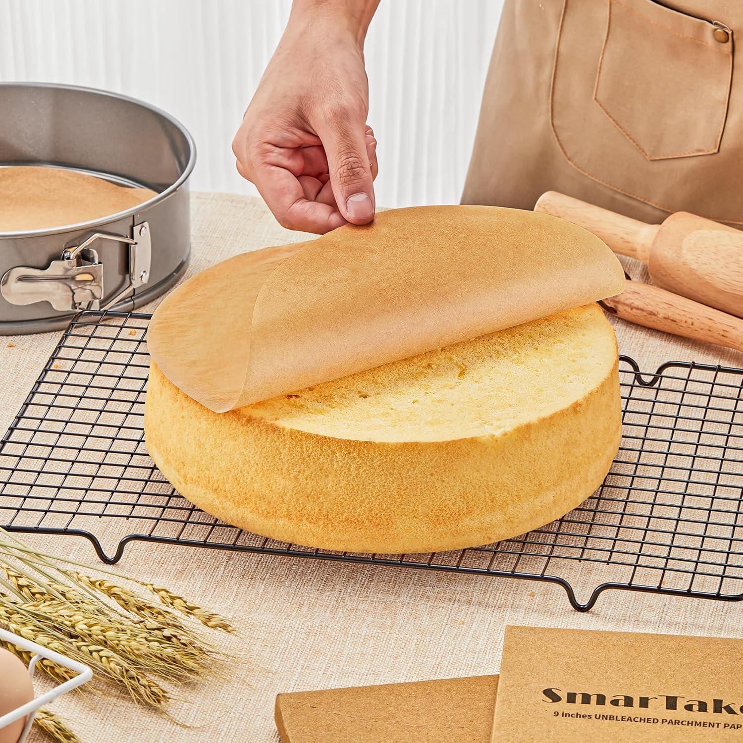 SMARTAKE 200 Hojas Papel Pergamino Antiadherente 20 cm