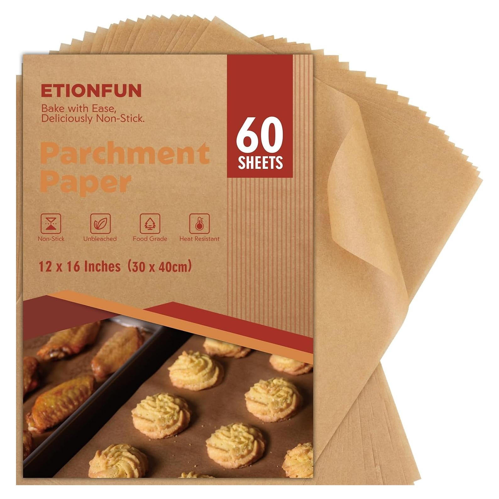 60 Hojas de Papel Pergamino ETIONFUN 30.48x40.64 cm Sin Blanquear