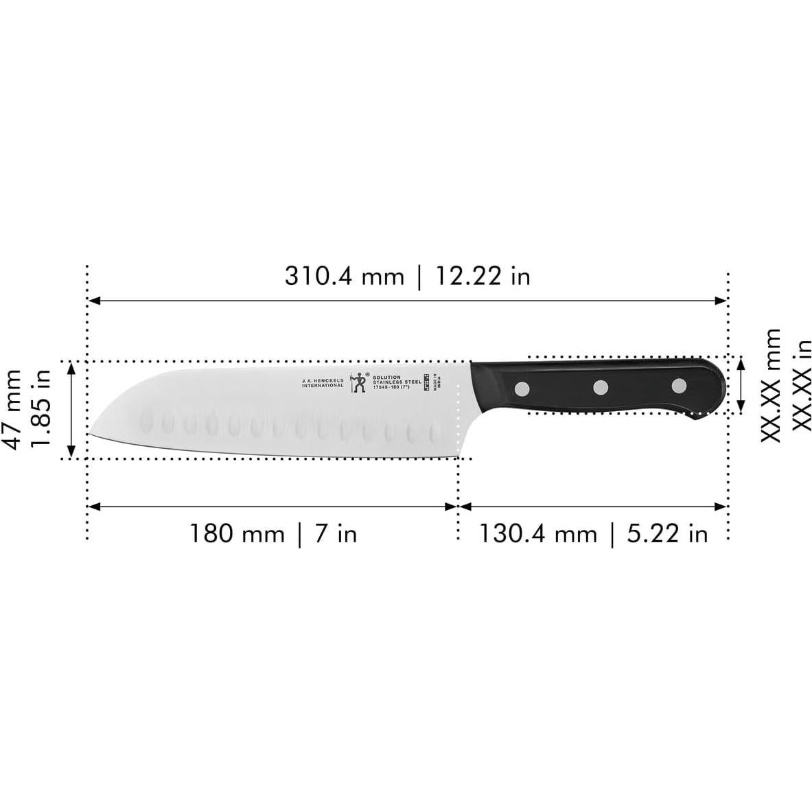Cuchillo Santoku HENCKELS 17.78 cm Biselado Hueco Acero Inoxidable
