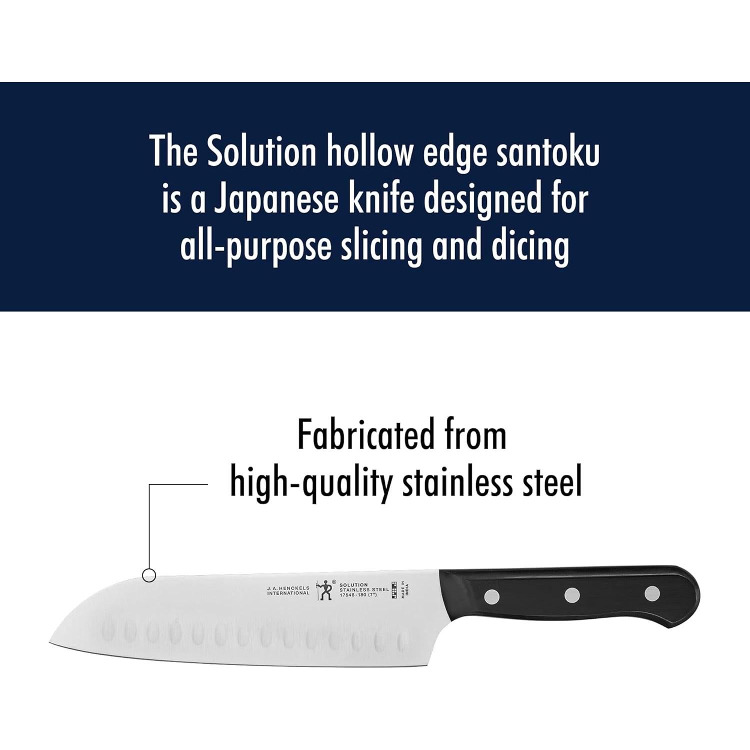 Cuchillo Santoku HENCKELS 17.78 cm Biselado Hueco Acero Inoxidable