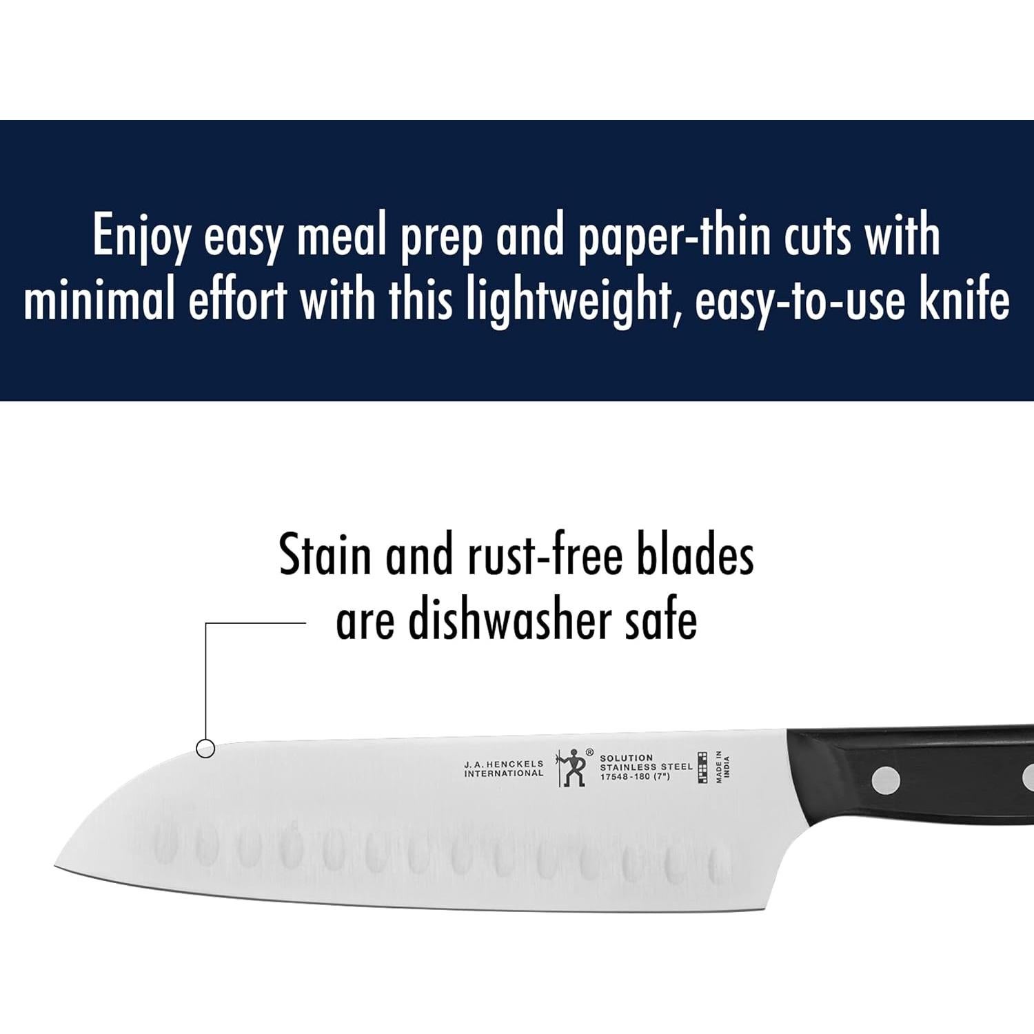 Cuchillo Santoku HENCKELS 17.78 cm Biselado Hueco Acero Inoxidable